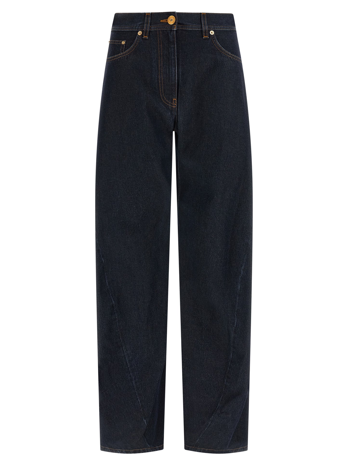 Blue Cotton High-Waisted Jean