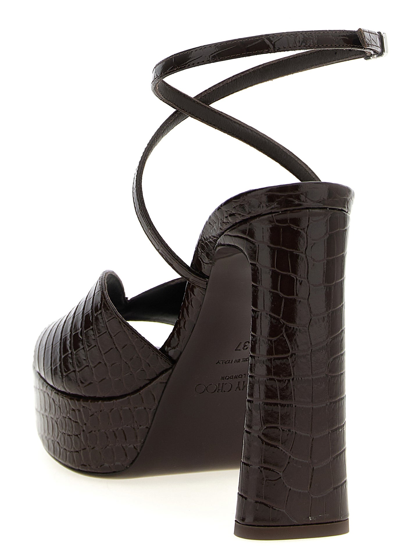 Brown Leather Stiletto Heel Sandals