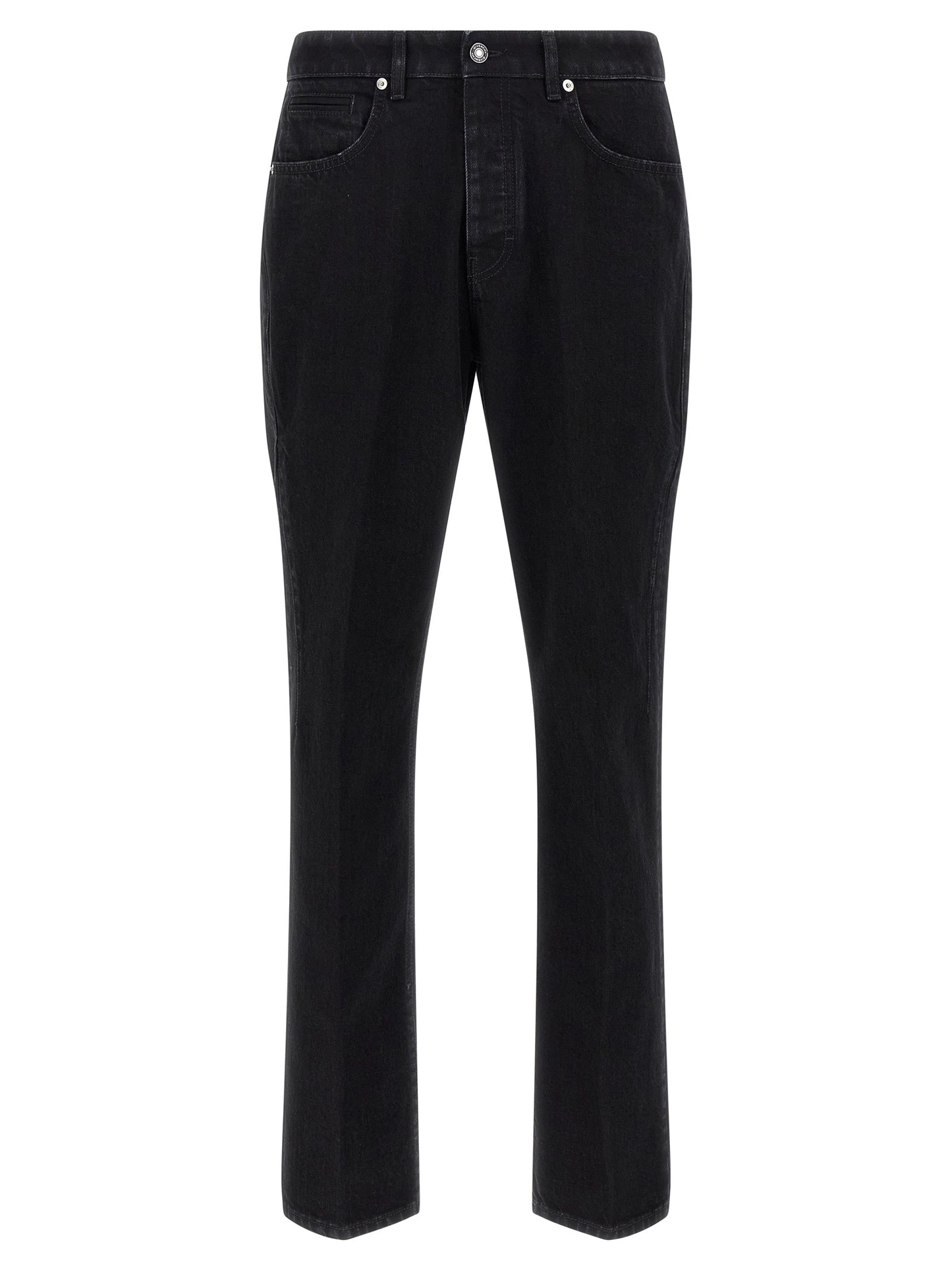 Black Cotton Straight-Leg Jeans