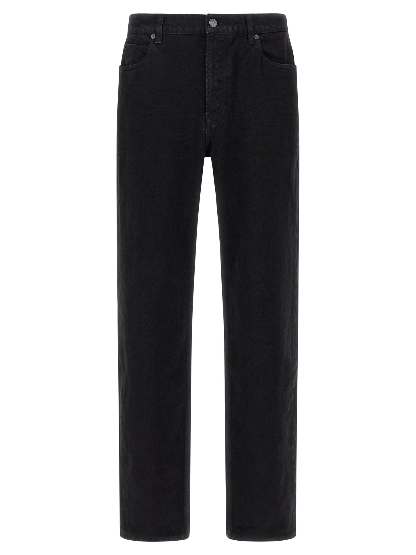 Black Cotton Straight-Leg Jeans