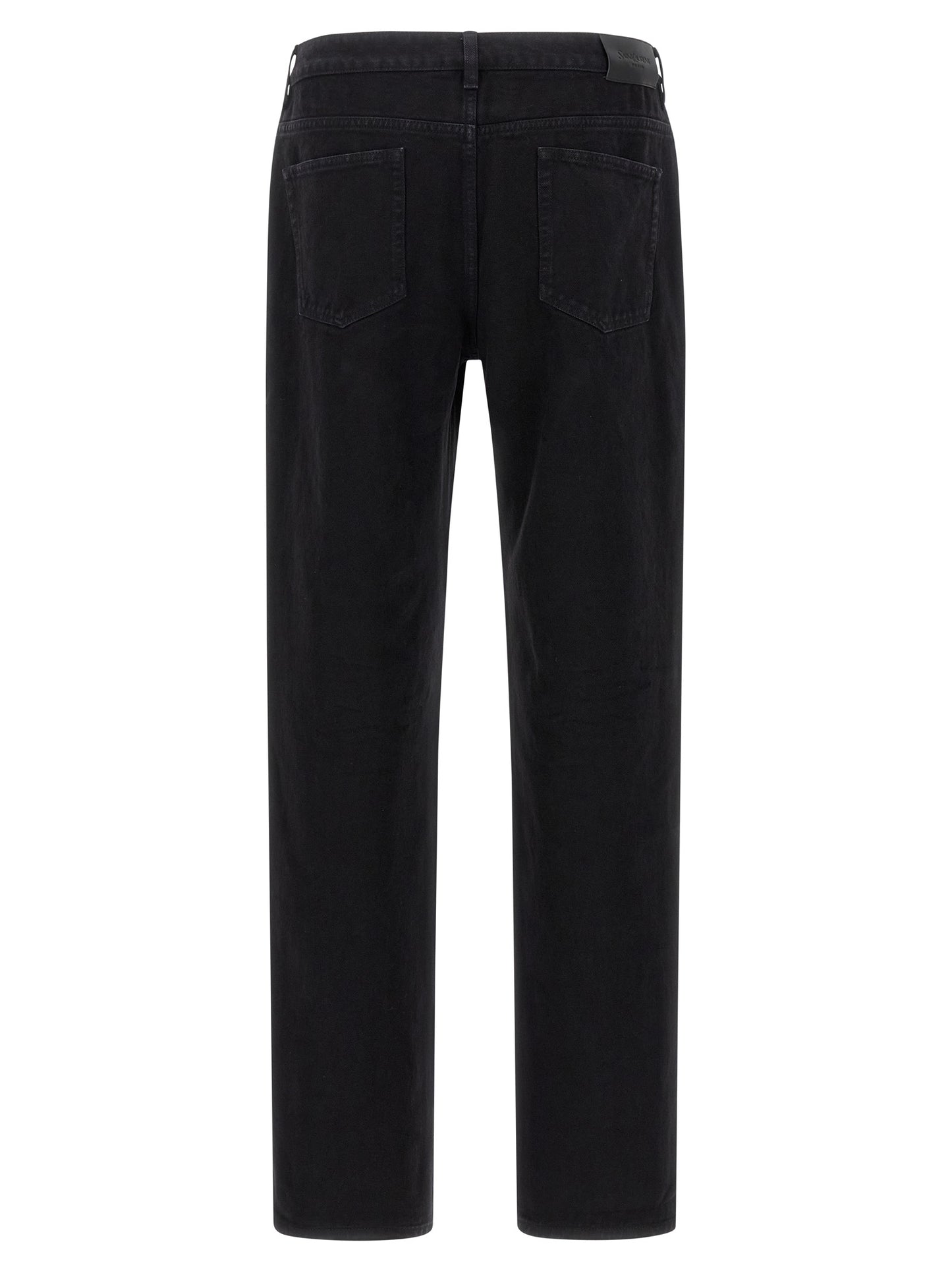 Black Cotton Straight-Leg Jeans