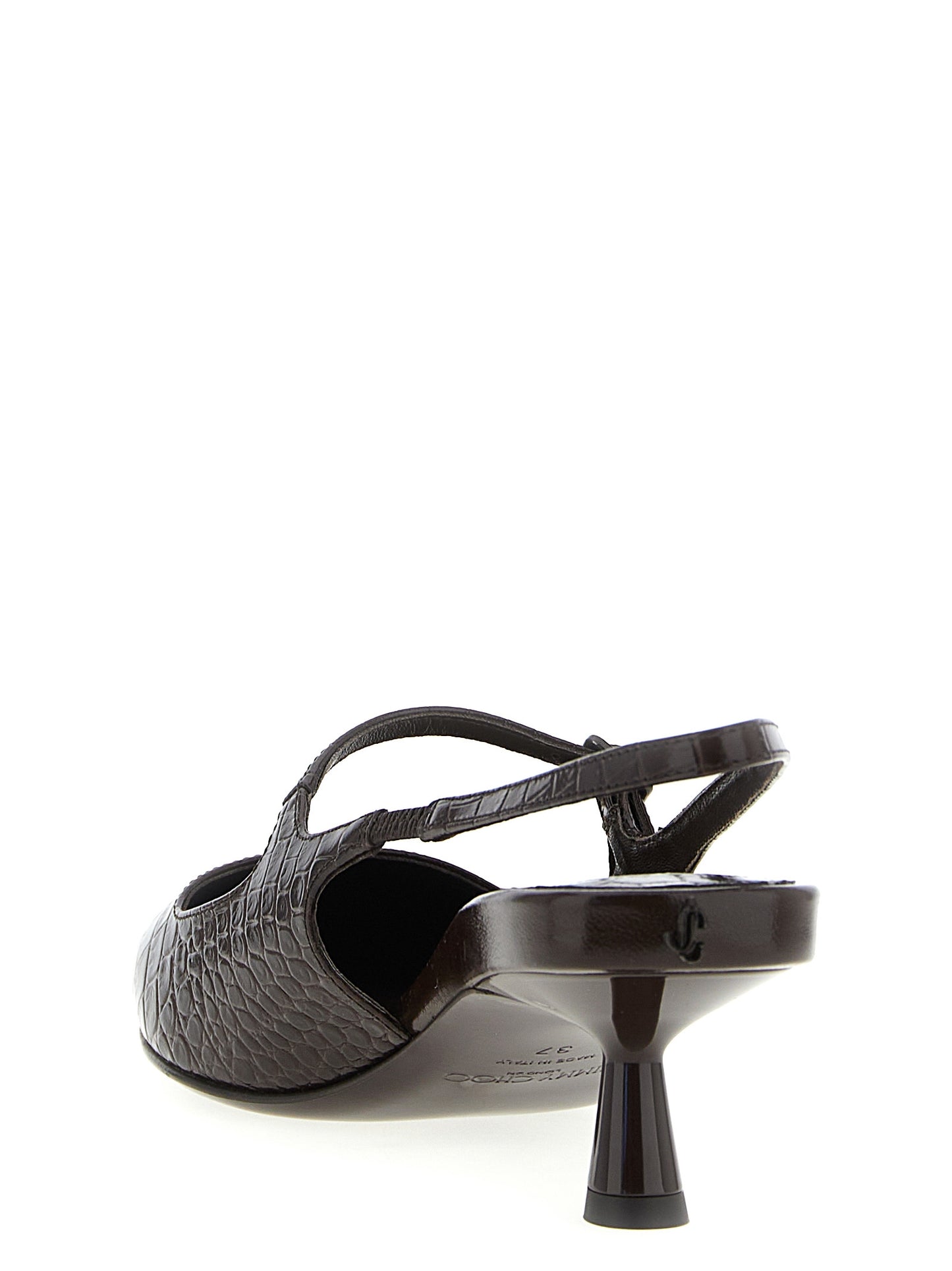Brown Leather Mid Heel Pumps