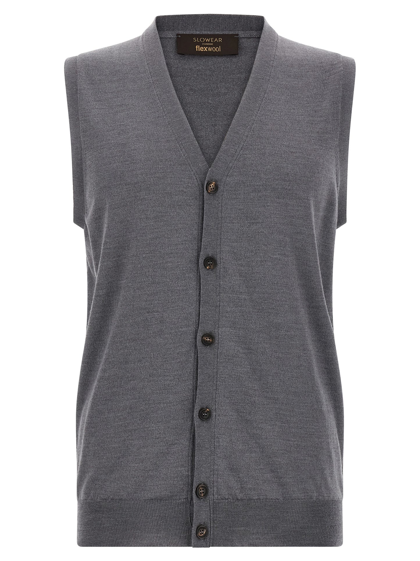 Gray Virgin Wool Sleeveles Sweater