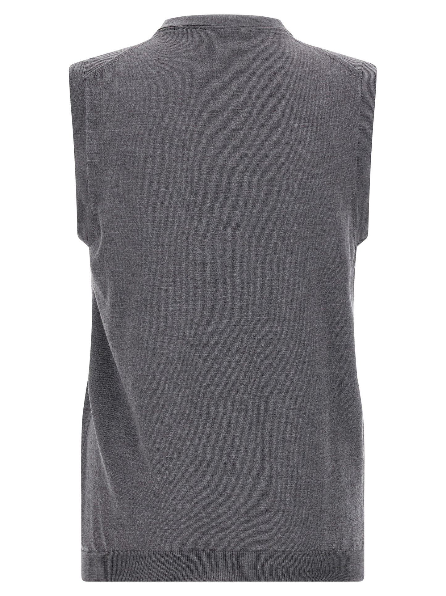 Gray Virgin Wool Sleeveles Sweater