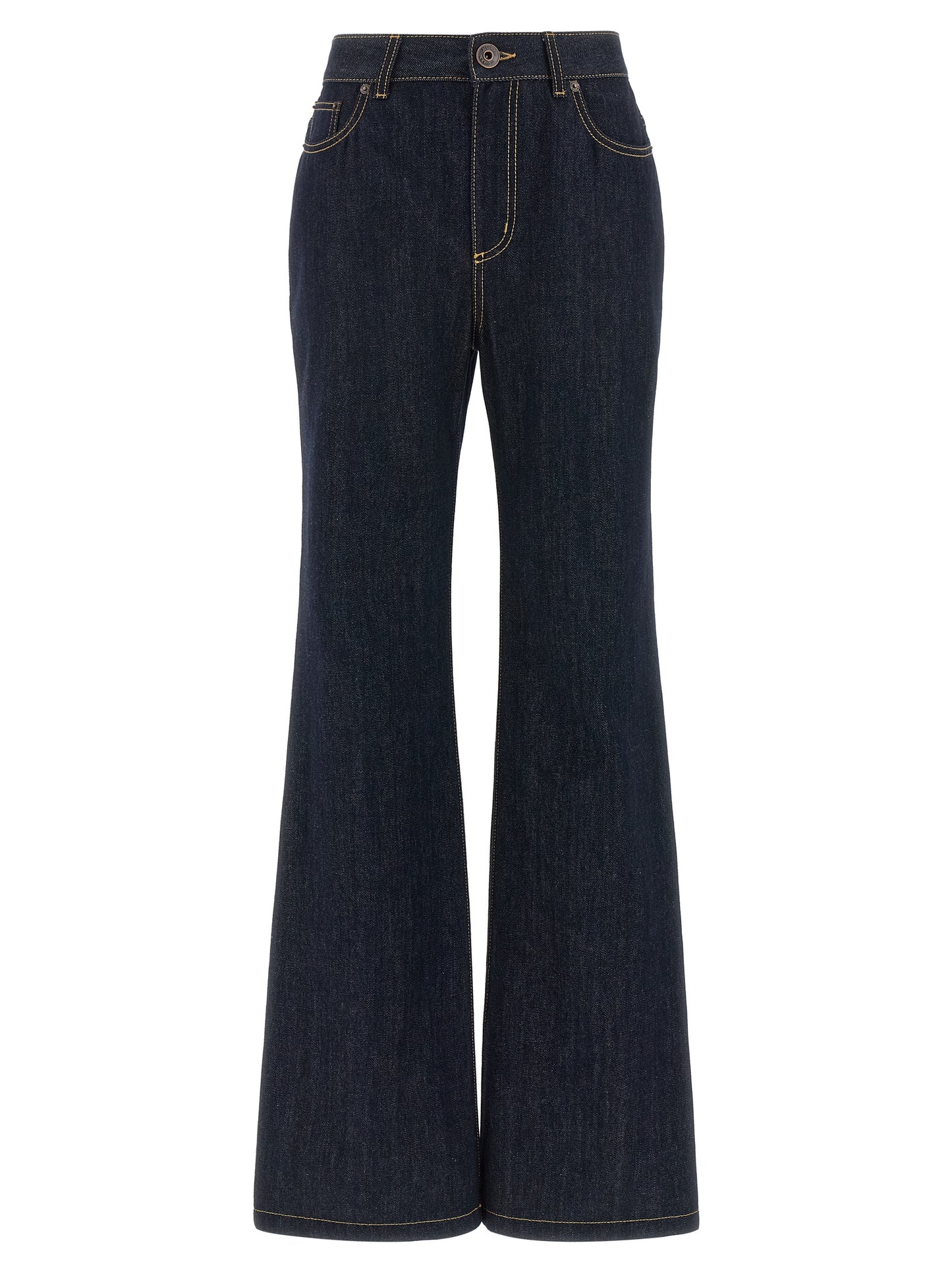 Blue Cotton Flared Jeans