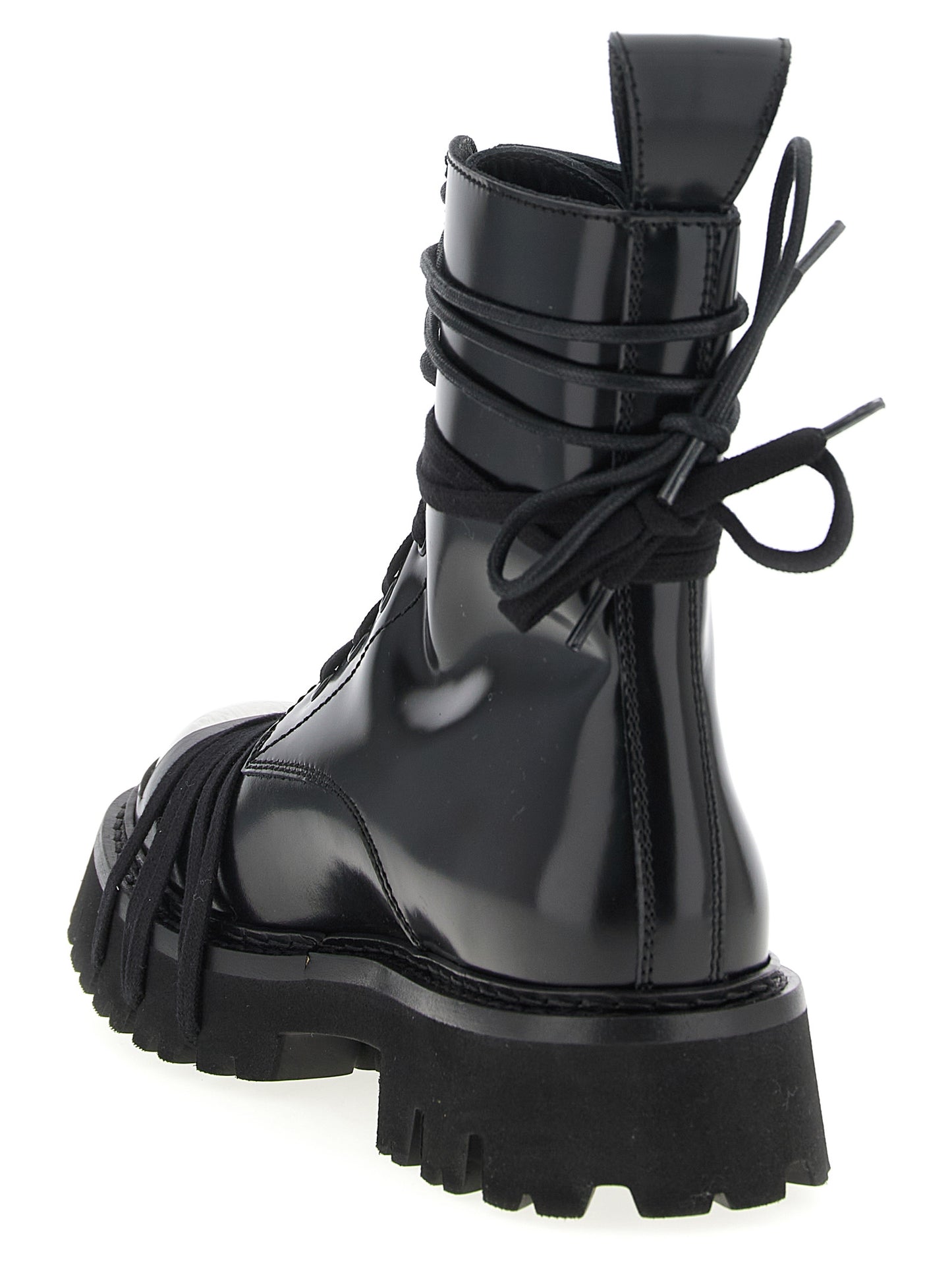 Black Calfskin Lace-Up Boots