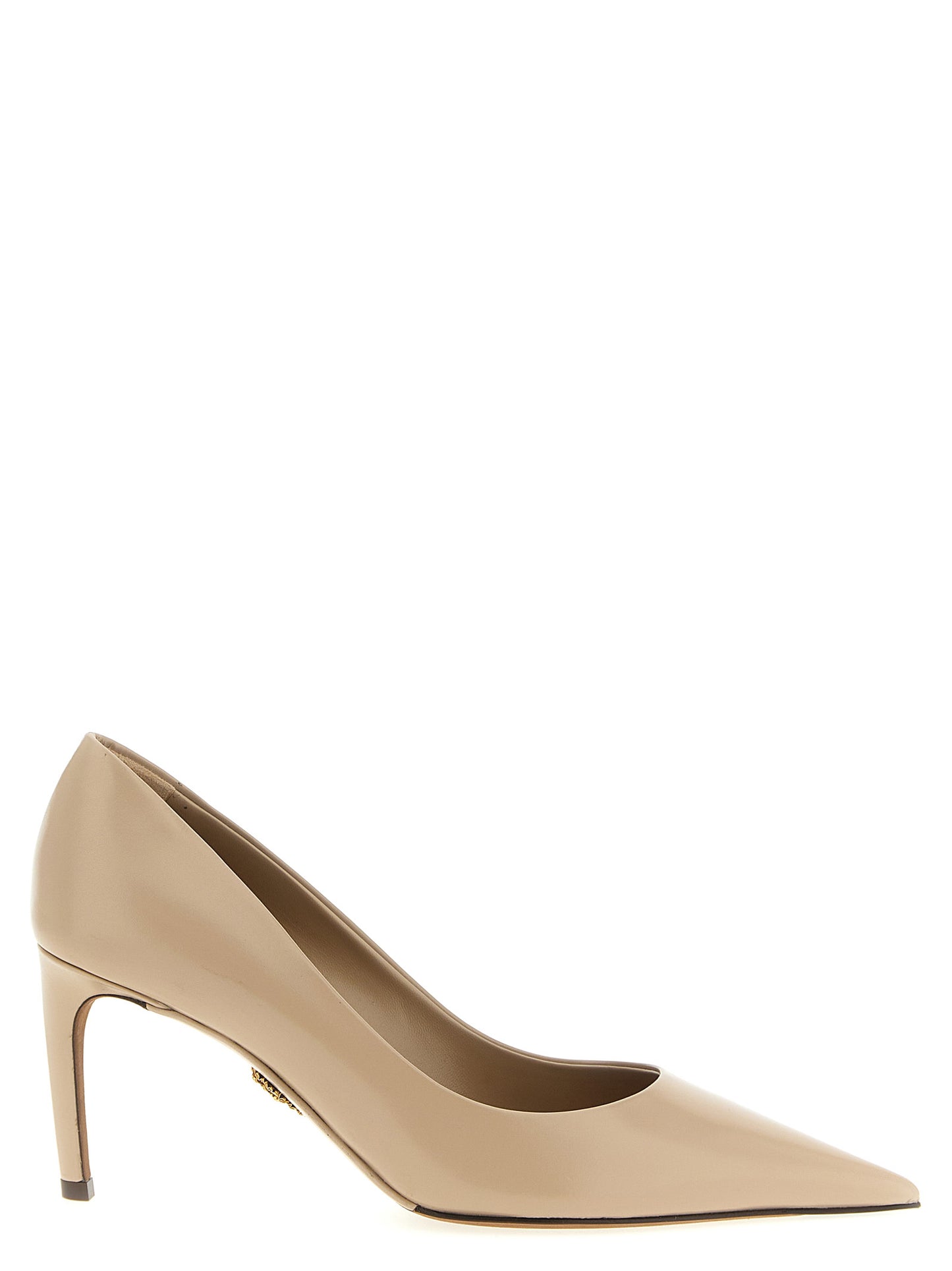 Beige Calfskin High Heel Pumps