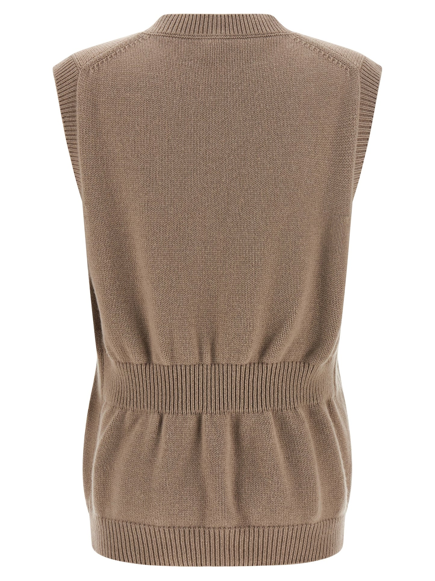 Beige Cashmere Sleeveless Jacket