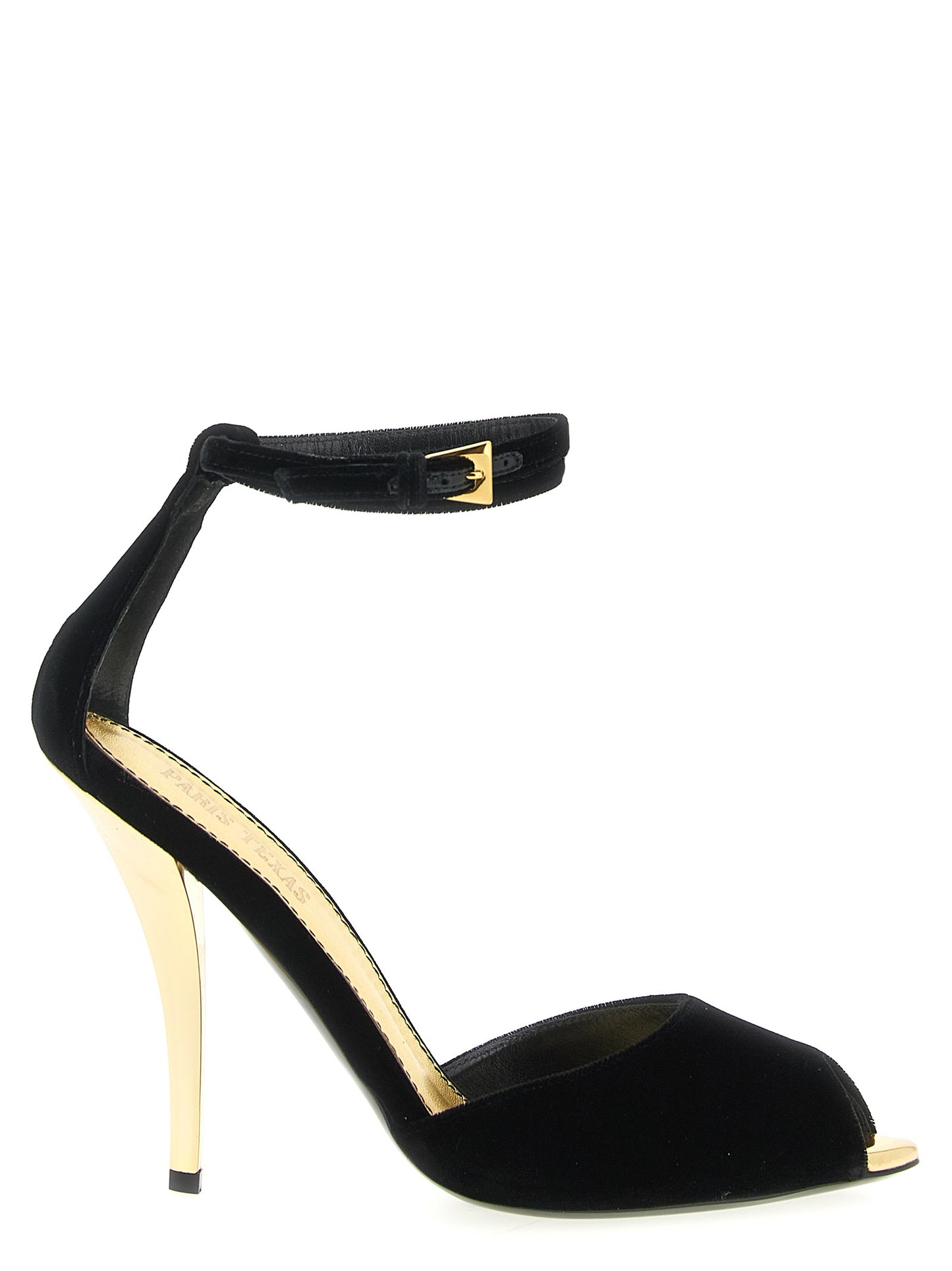 Black Viscose Stiletto Heel Sandals