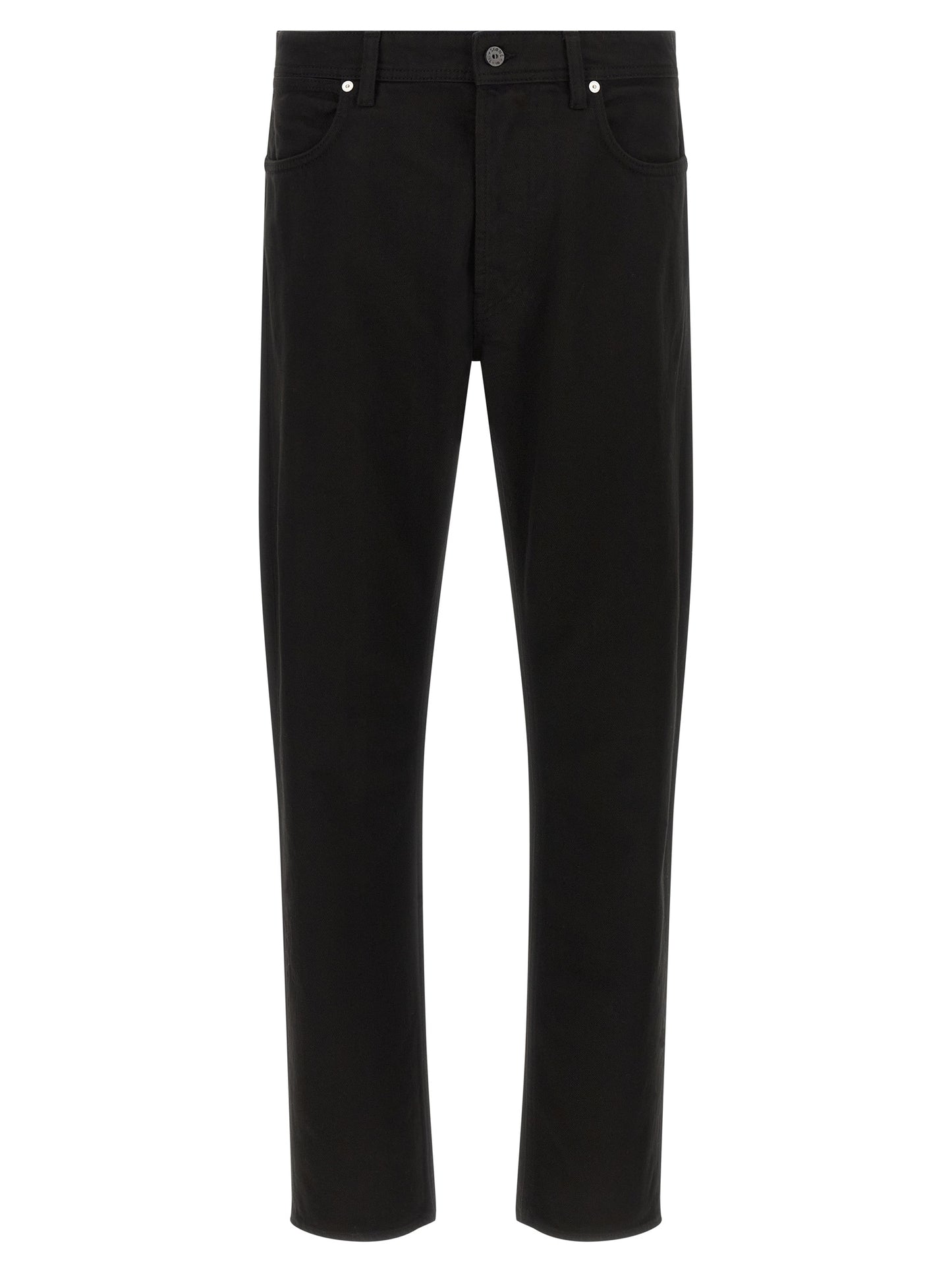 Black Cotton Straight-Leg Jeans