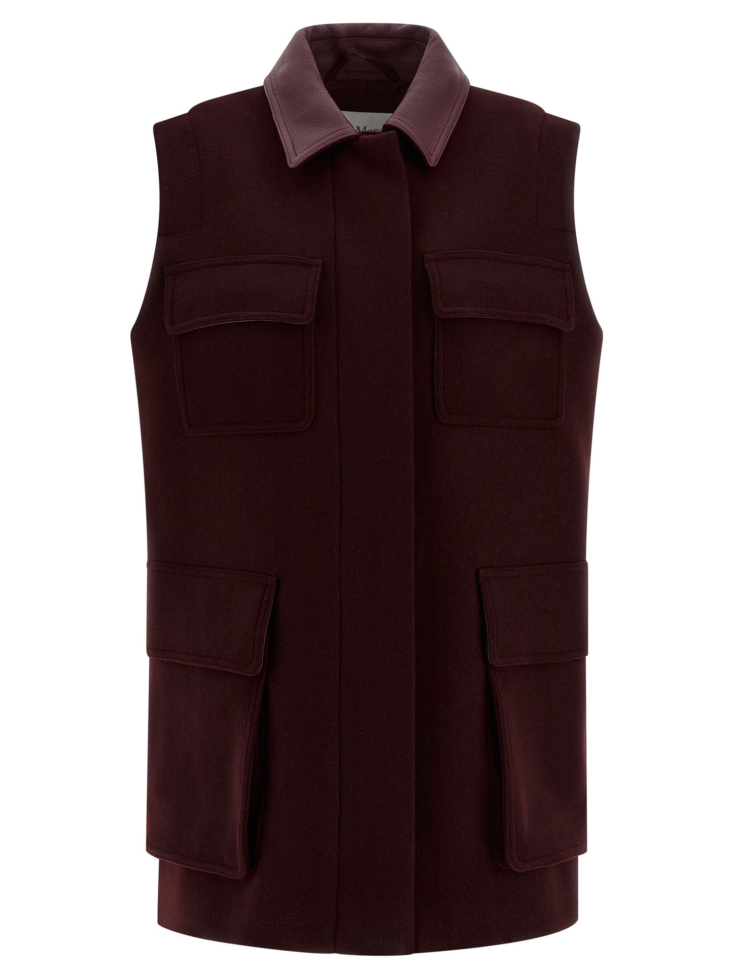 Bordeaux Virgin Wool Sleeveless Jacket