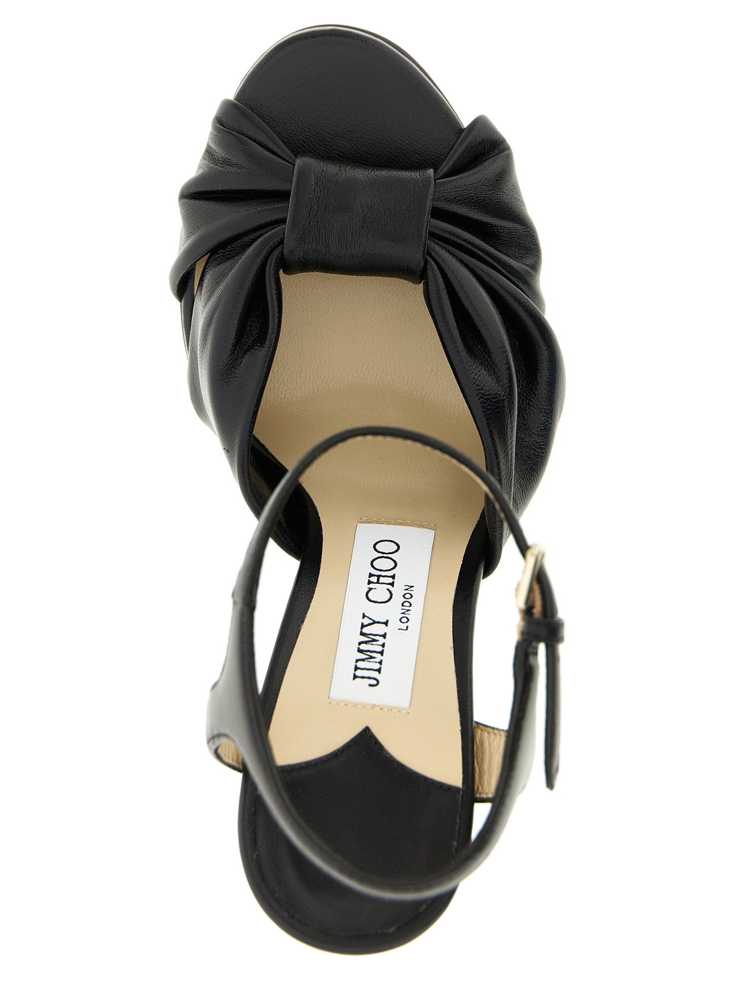 Black Leather Stiletto Heel Sandals