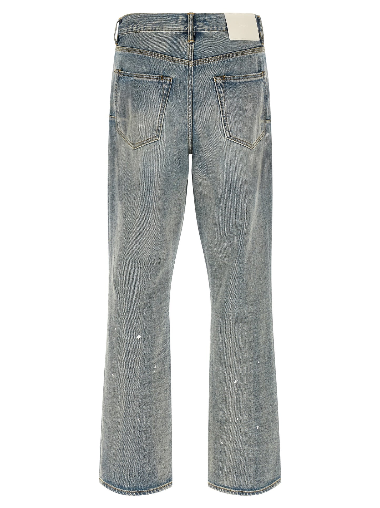 Blue Cotton Straight-Leg Jeans