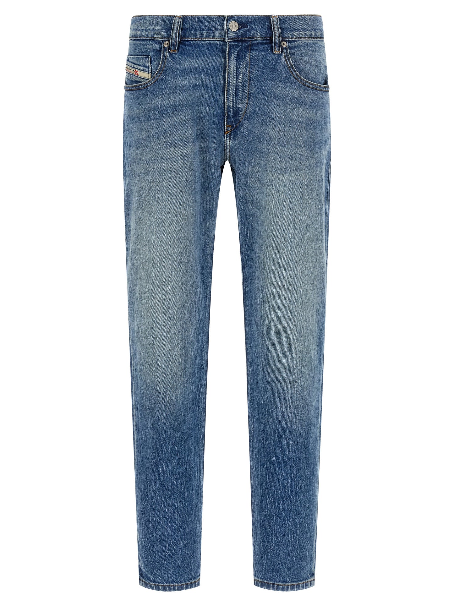 Blue Cotton Straight-Leg Jeans