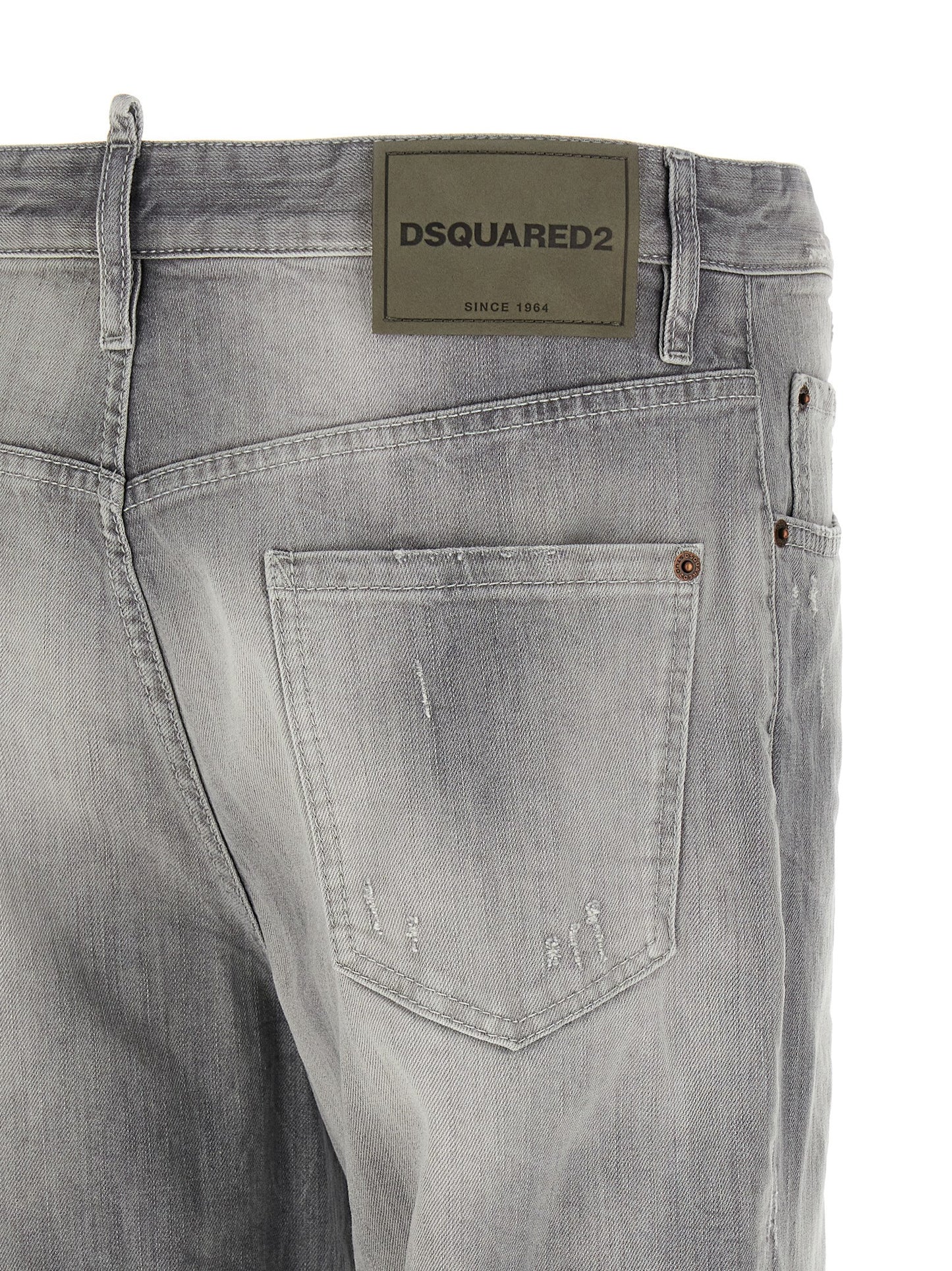 Gray Cotton Straight-Leg Jeans