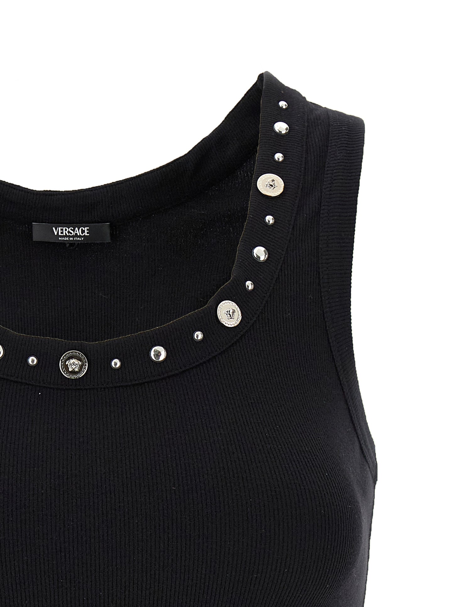 Black Cotton Sleeveles T-Shirt