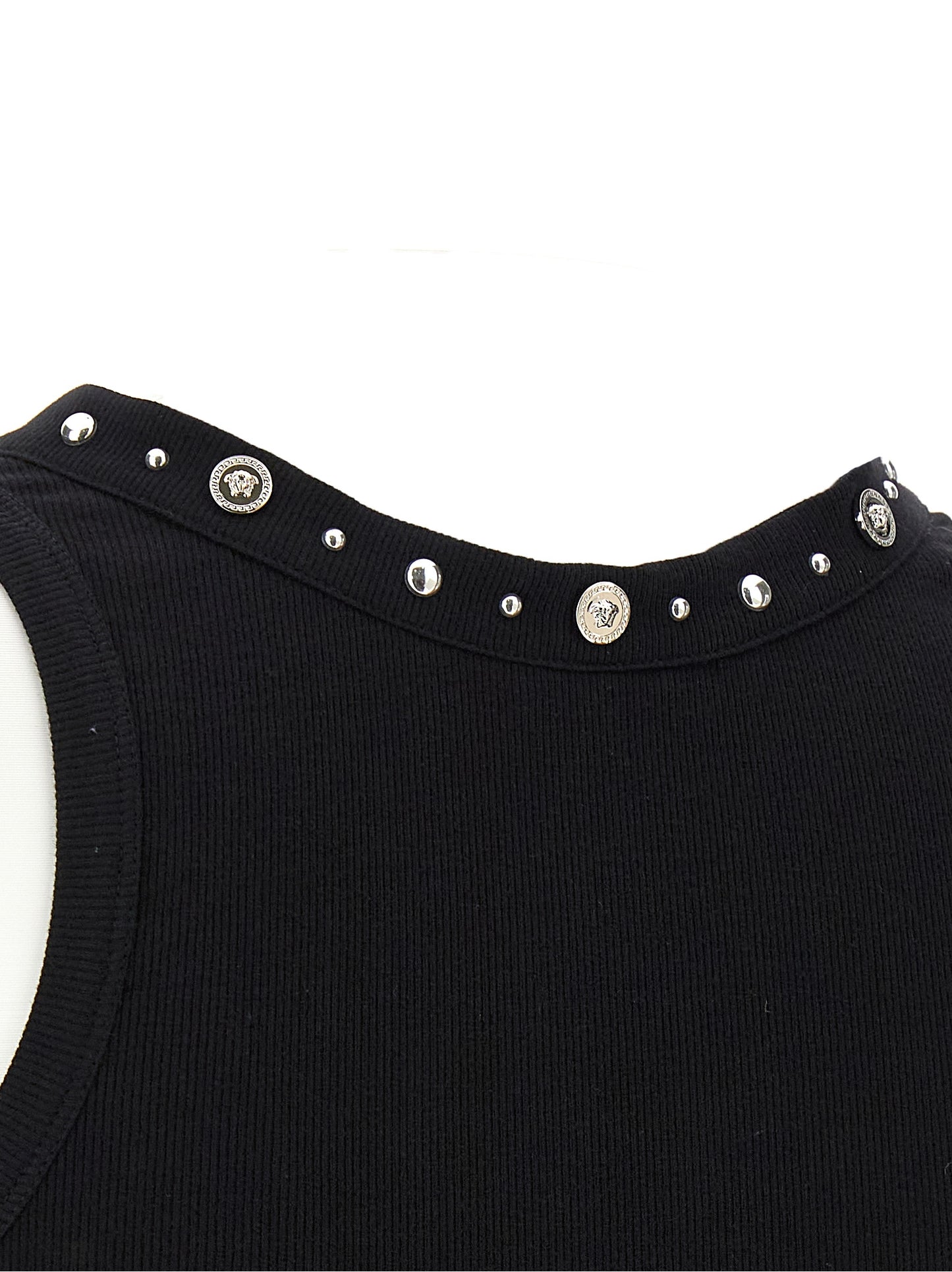 Black Cotton Sleeveles T-Shirt