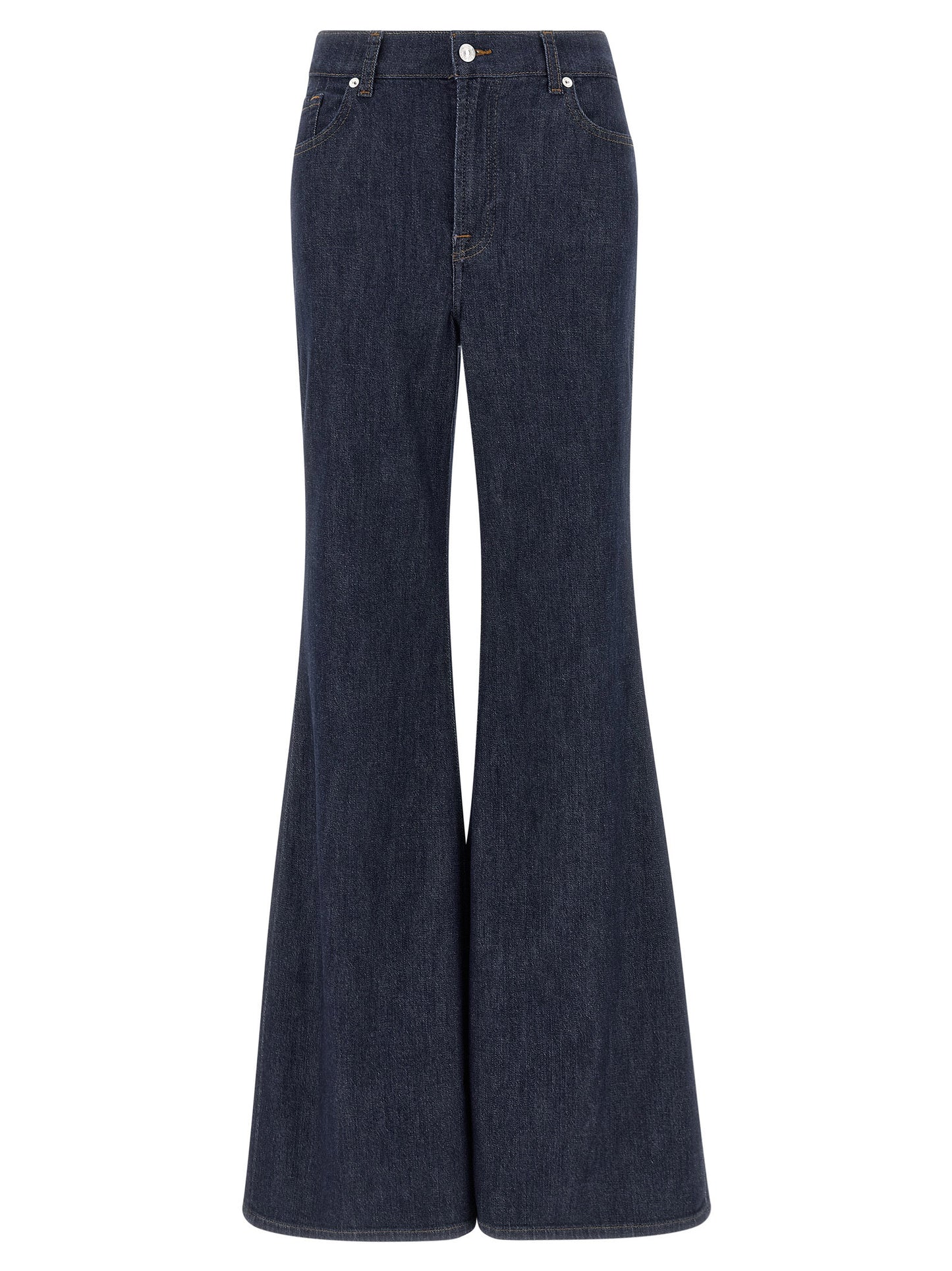 Blue Cotton Flared Jeans