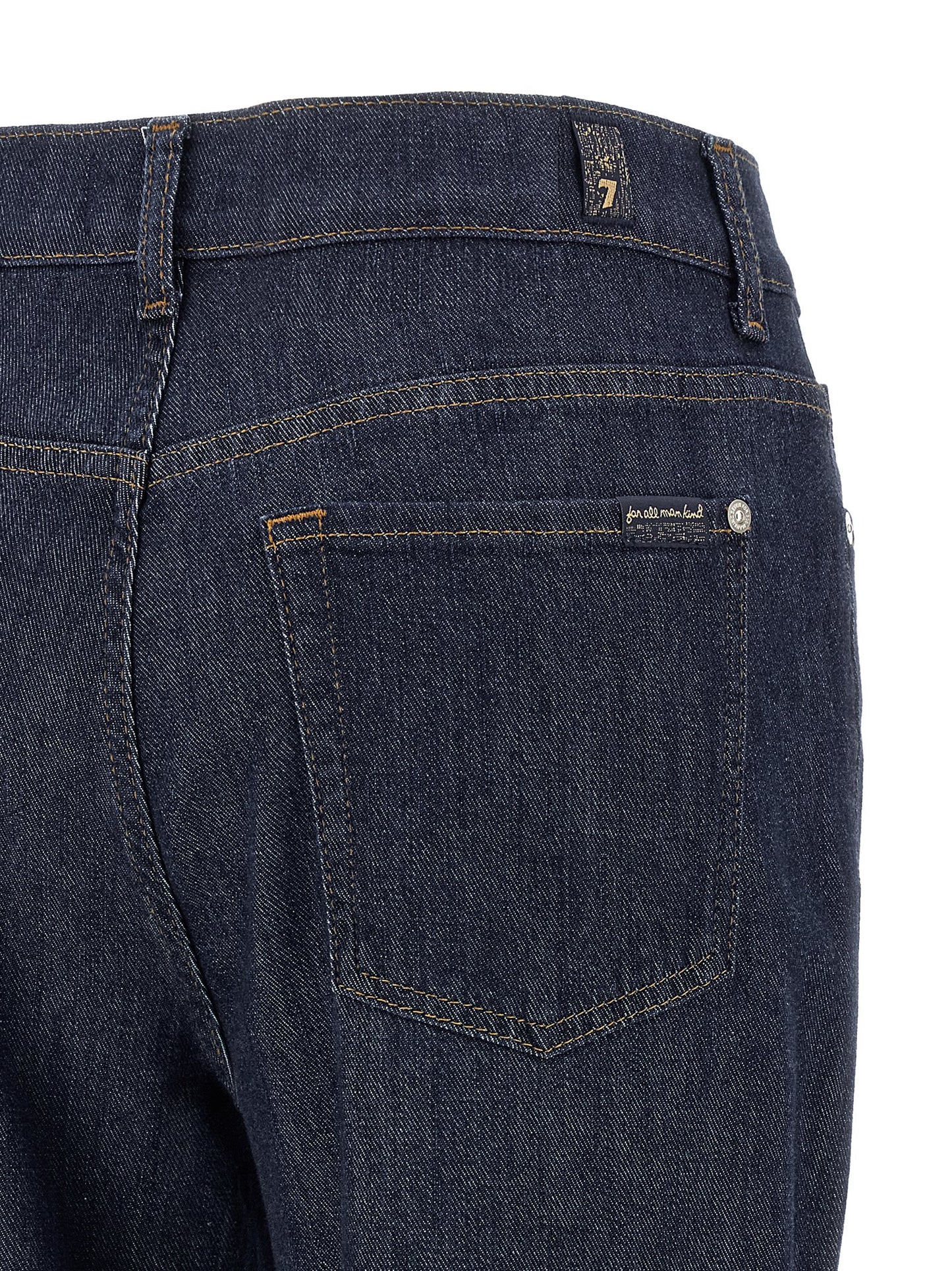 Blue Cotton Flared Jeans