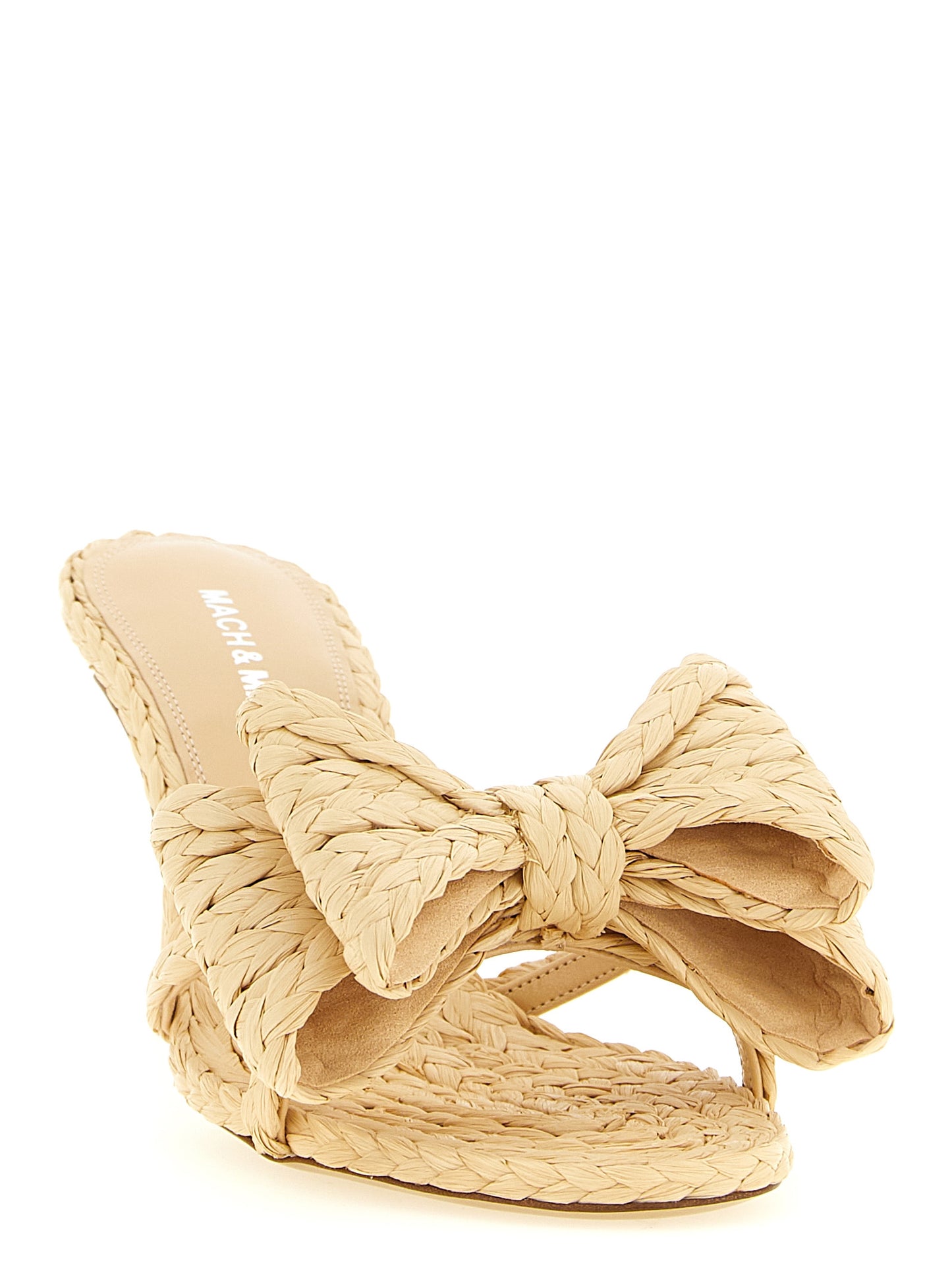 Beige Raffia Stiletto Heel Sandals
