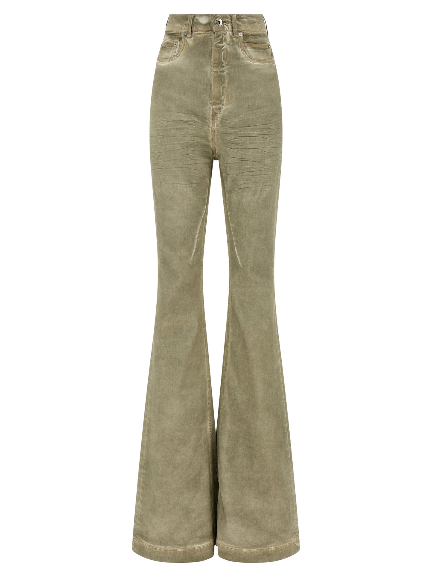 Beige Cotton Bootcut Jeans