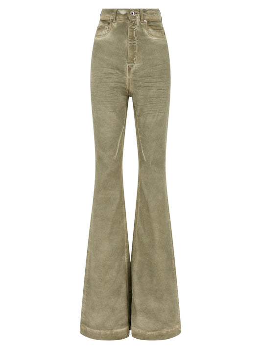 Beige Cotton Bootcut Jeans