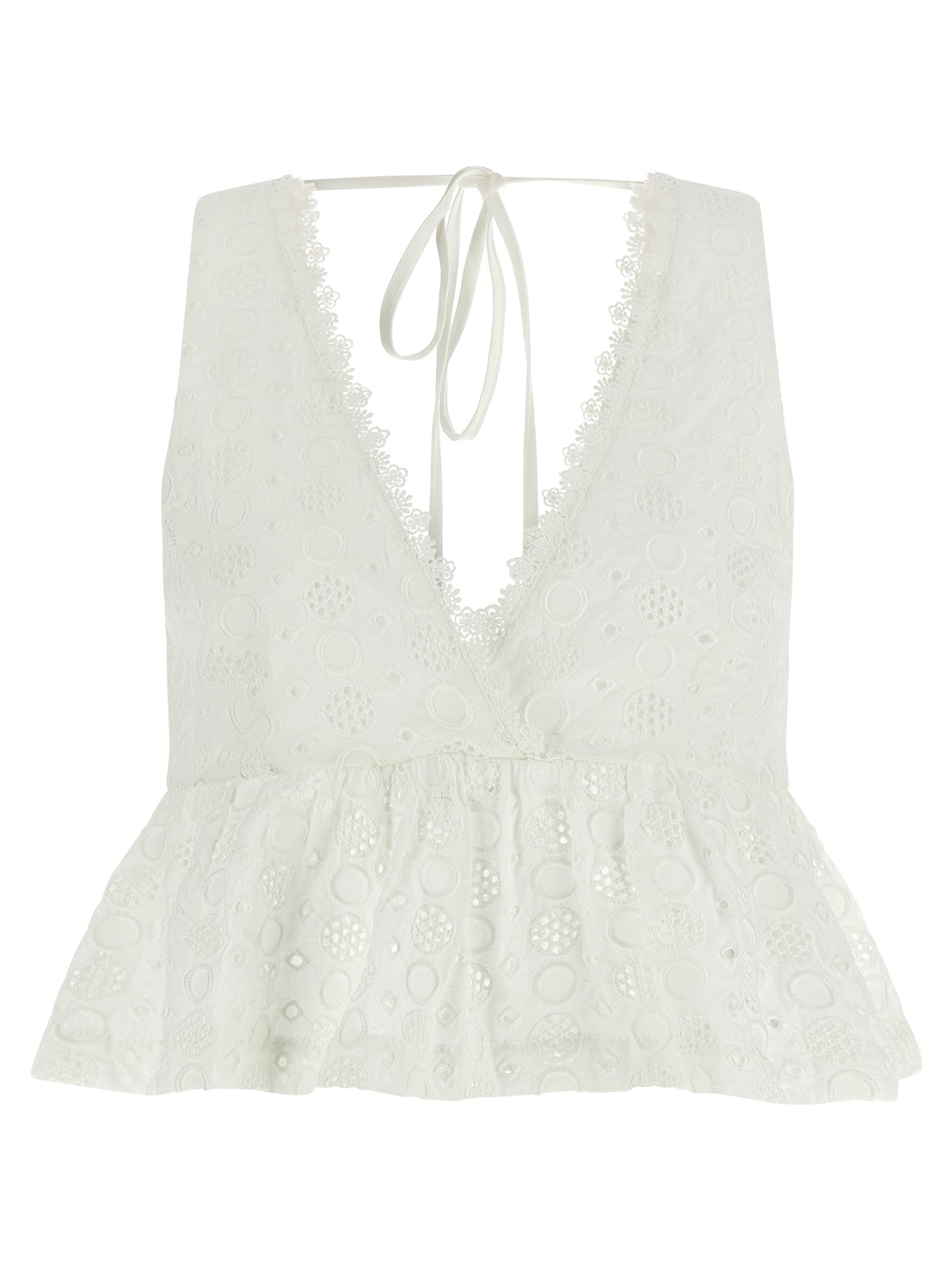 White Cotton Sleeveles T-Shirt