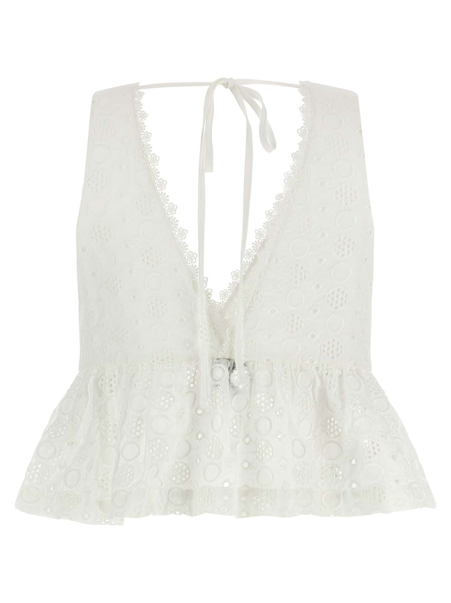 White Cotton Sleeveles T-Shirt