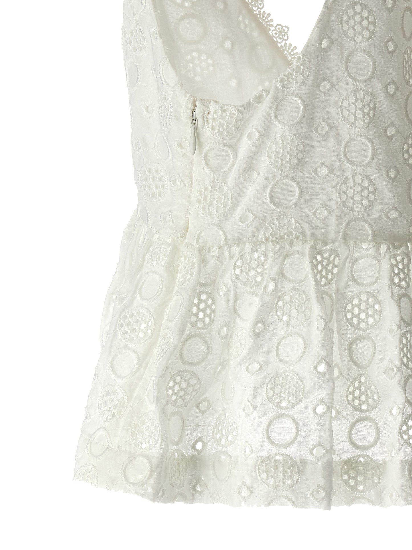 White Cotton Sleeveles T-Shirt