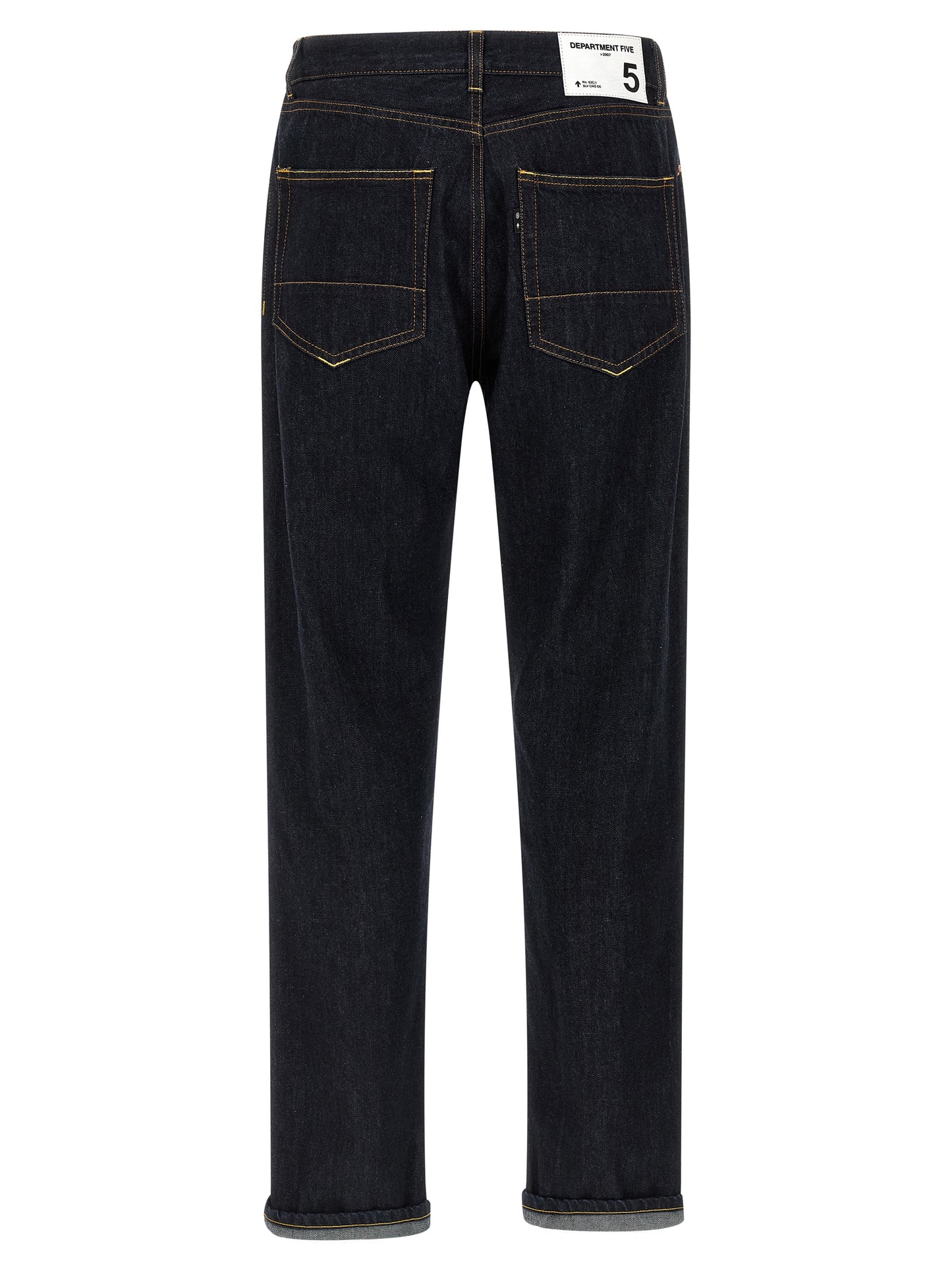 Blue Cotton Straight-Leg Jeans