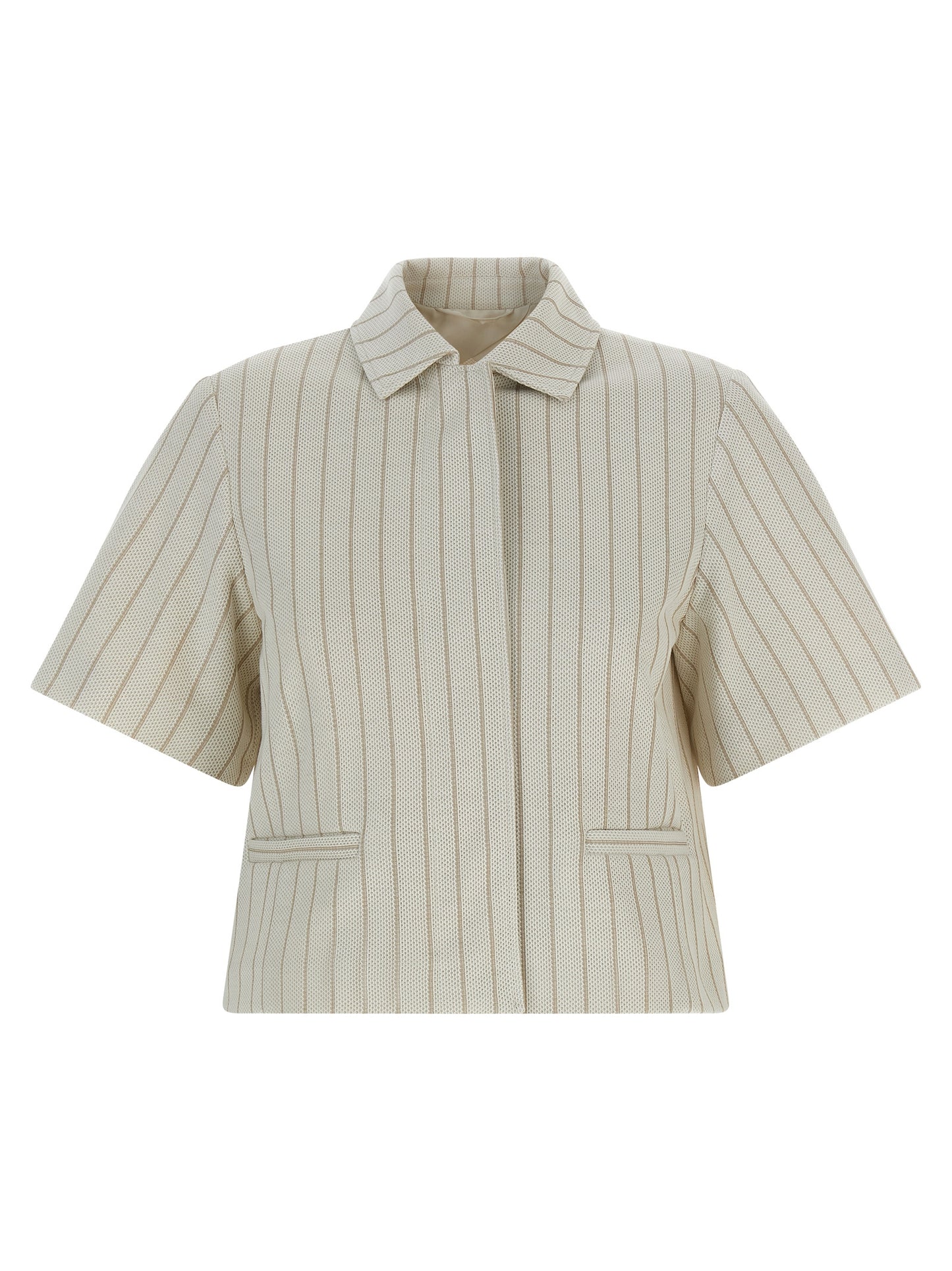 Beige Cotton Full-Length Jacket