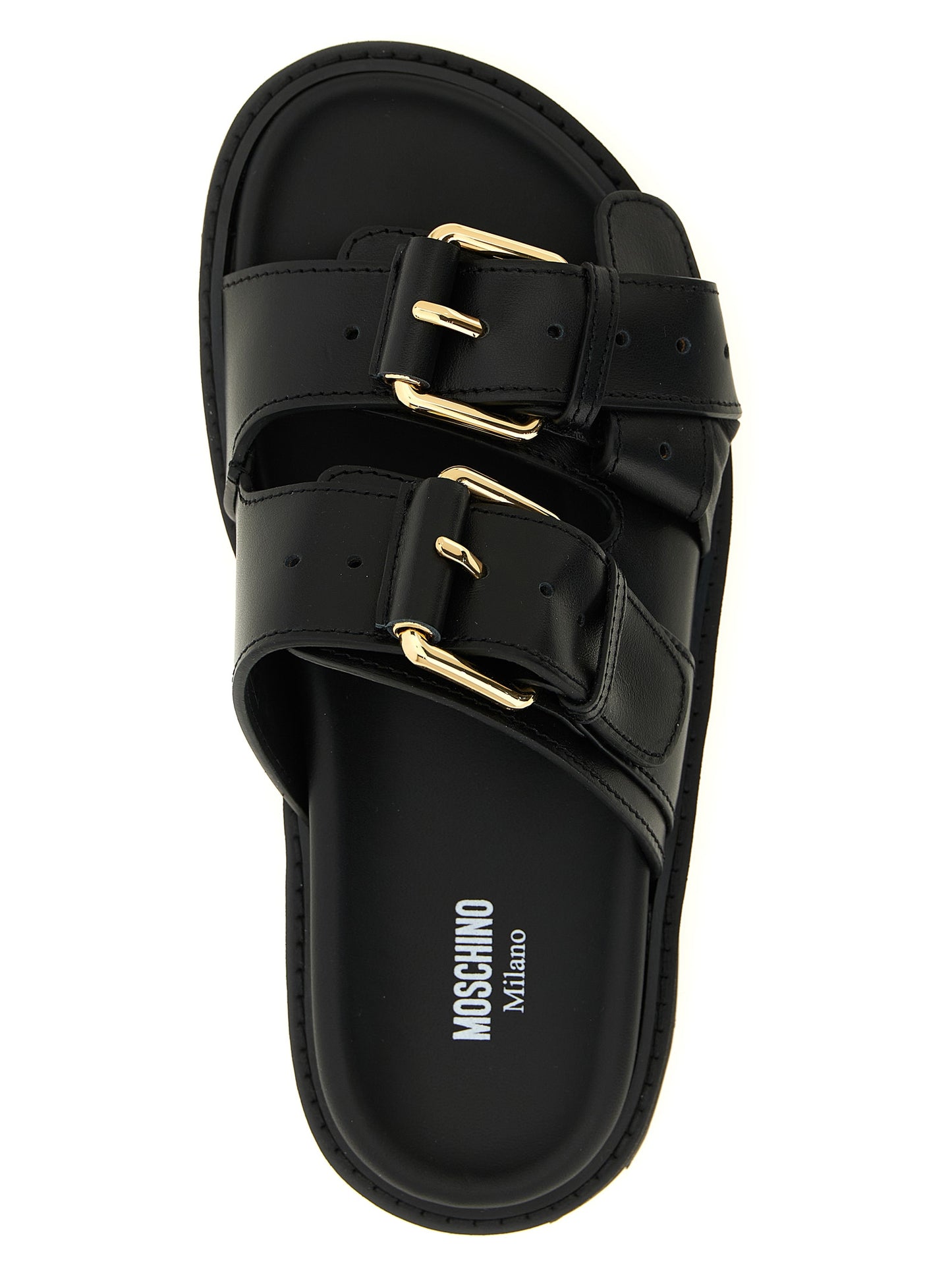 Black Calfskin Slides