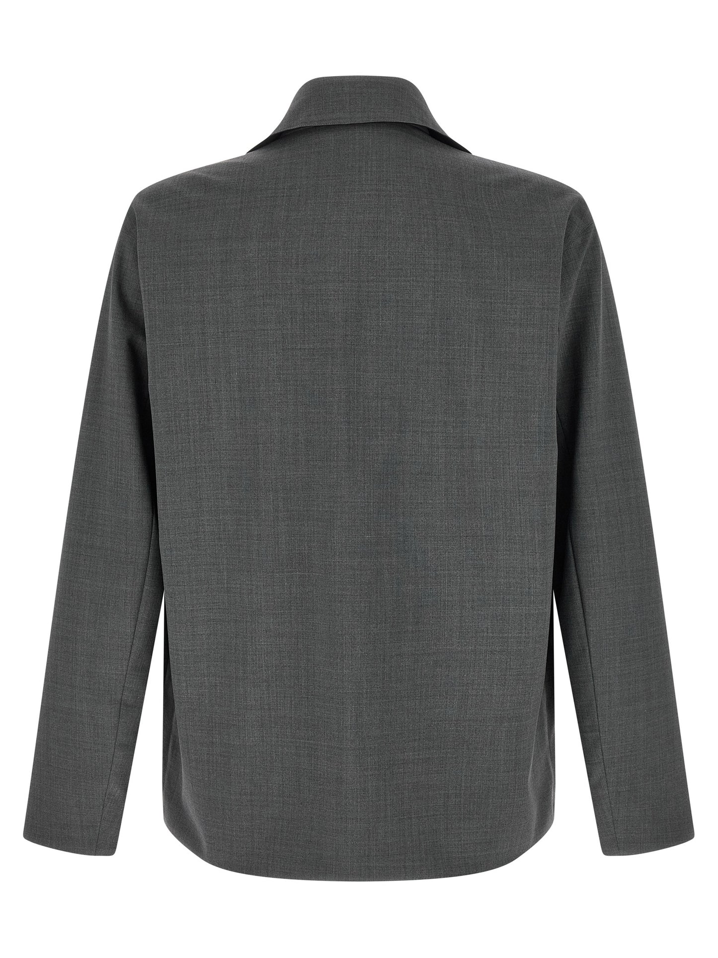 Gray Polyester Full-Length Jacket