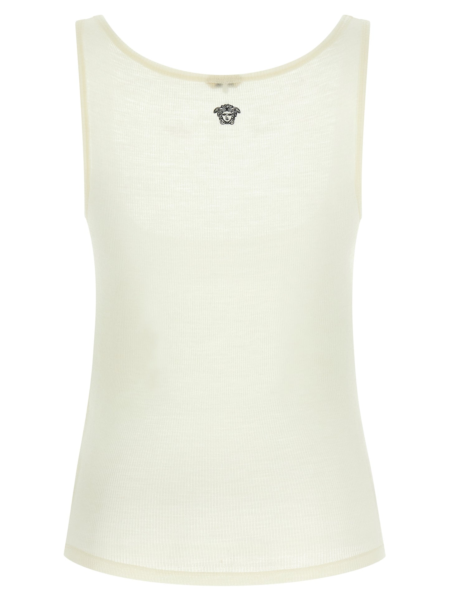 White Virgin Wool Sleeveles T-Shirt