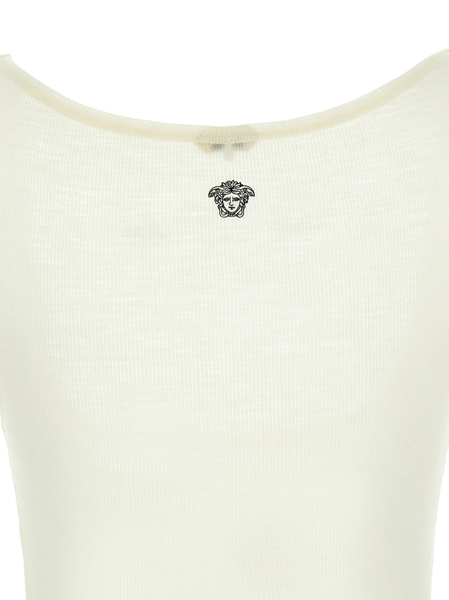 White Virgin Wool Sleeveles T-Shirt