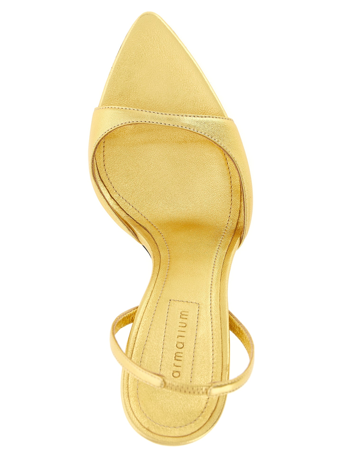 Gold Lambskin Stiletto Heel Sandals