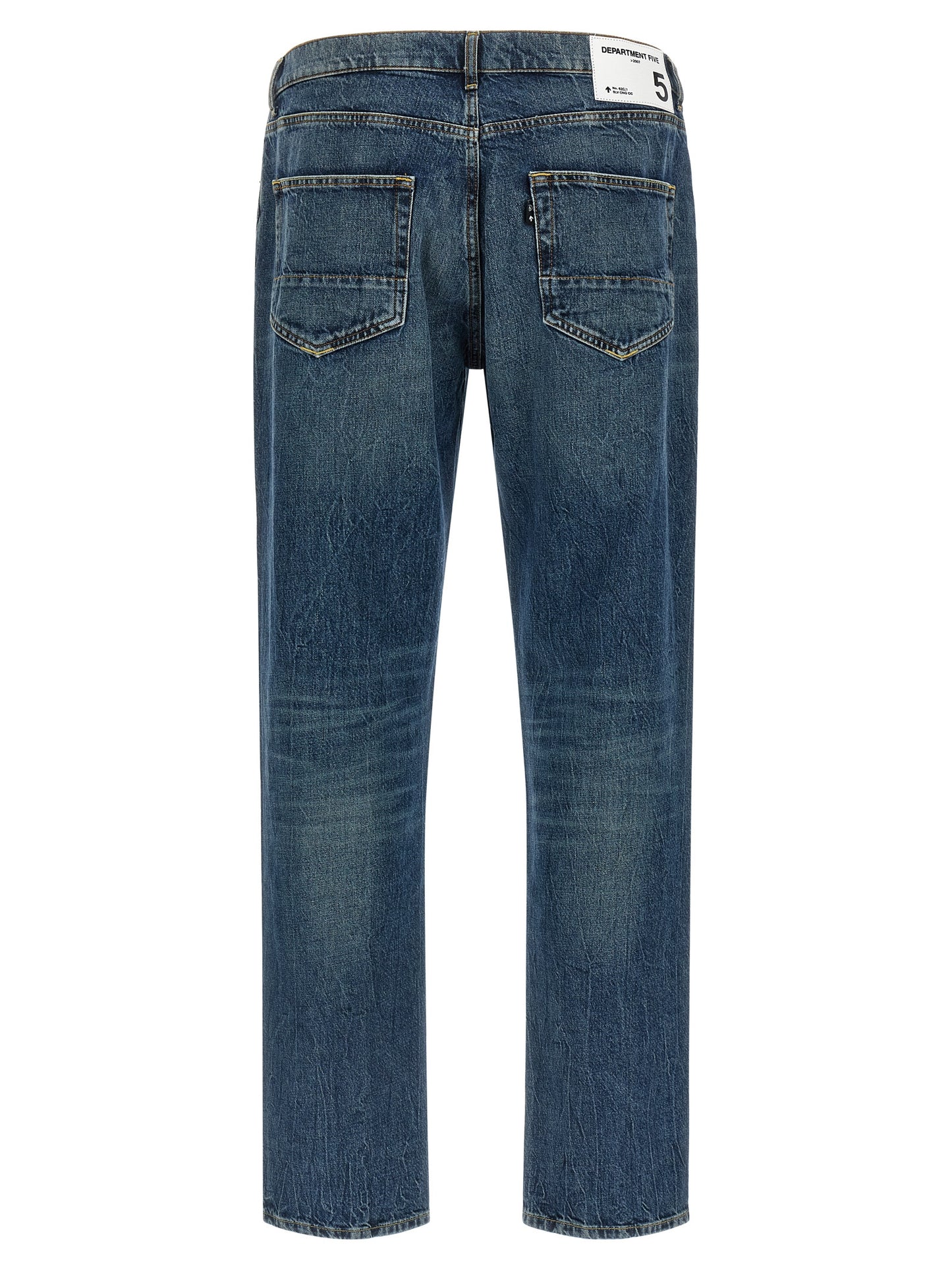 Blue Cotton Straight-Leg Jeans