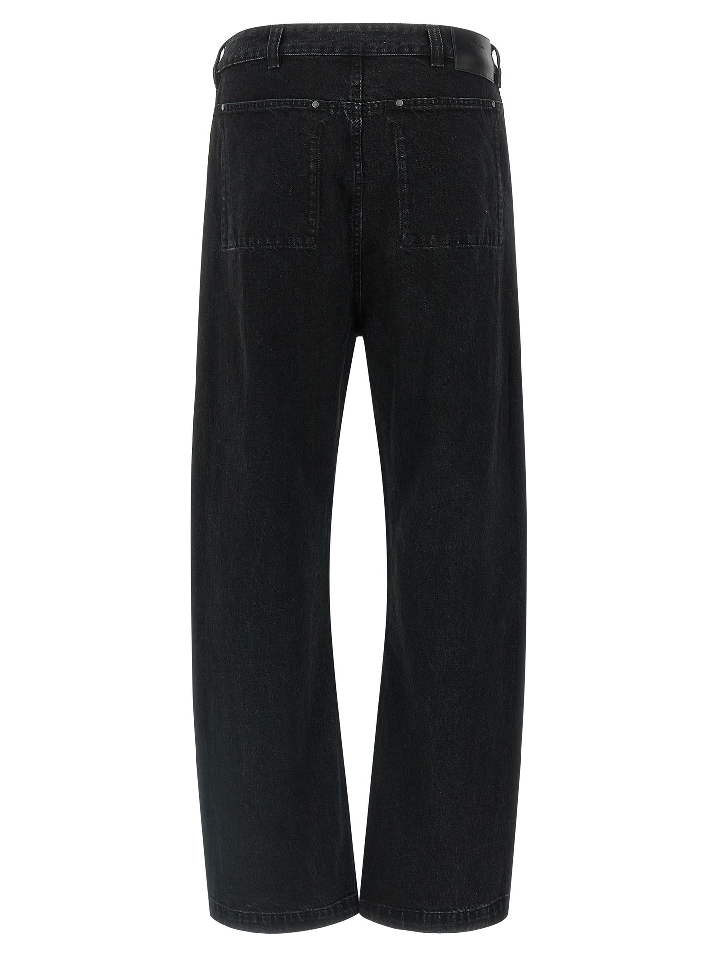 Black Cotton Straight-Leg Jeans