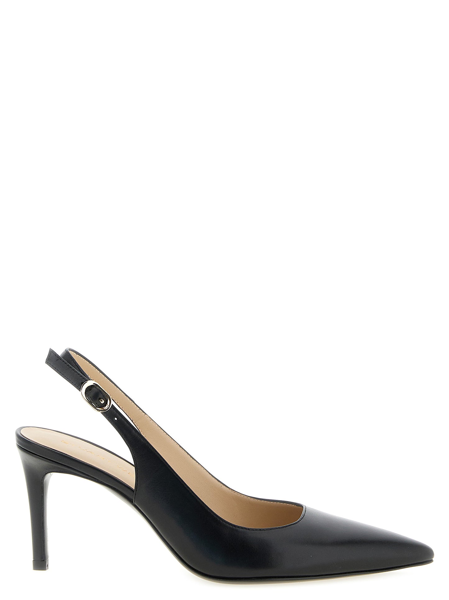 Black Calfskin Mid Heel Pumps