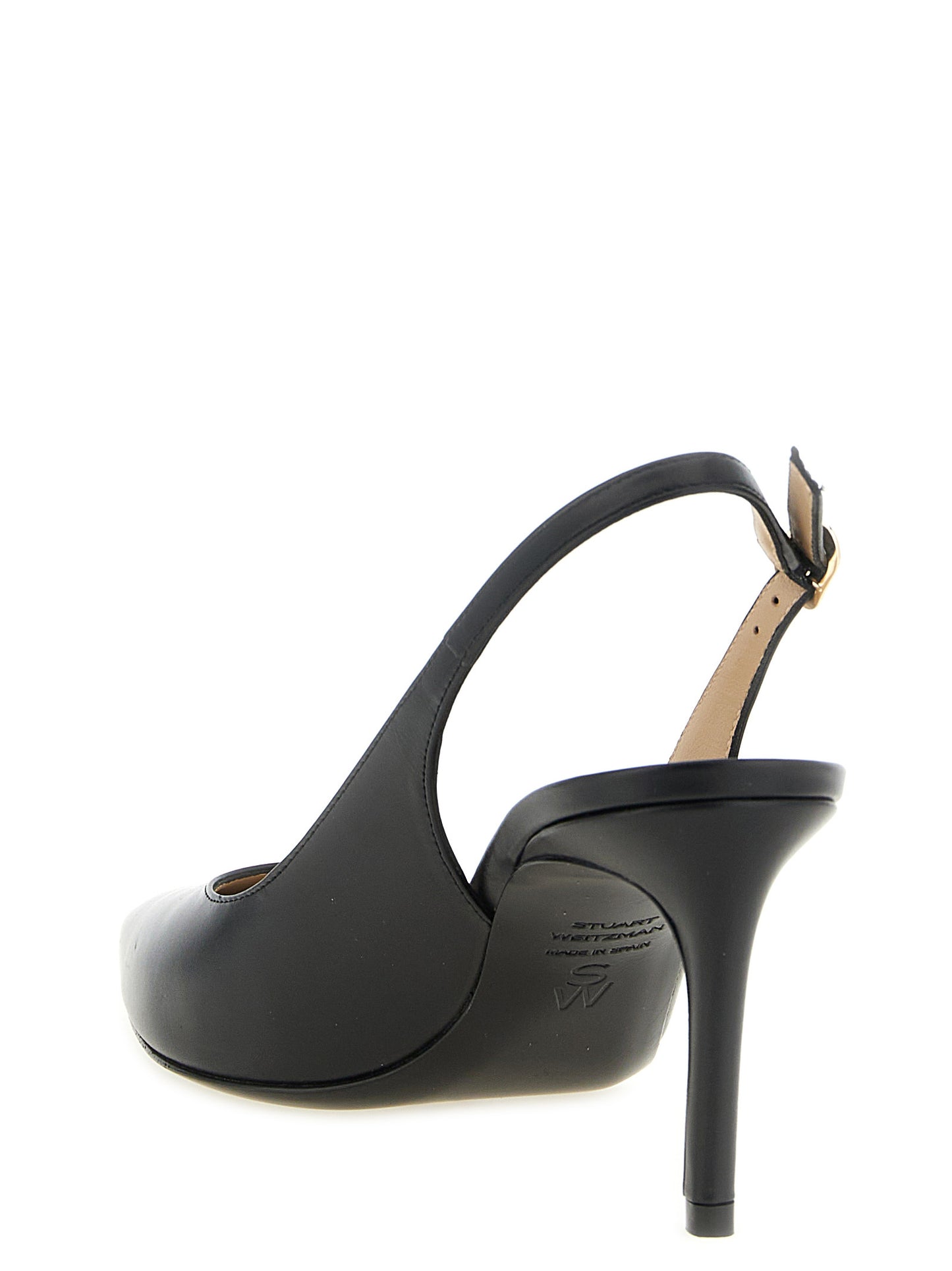 Black Calfskin Mid Heel Pumps