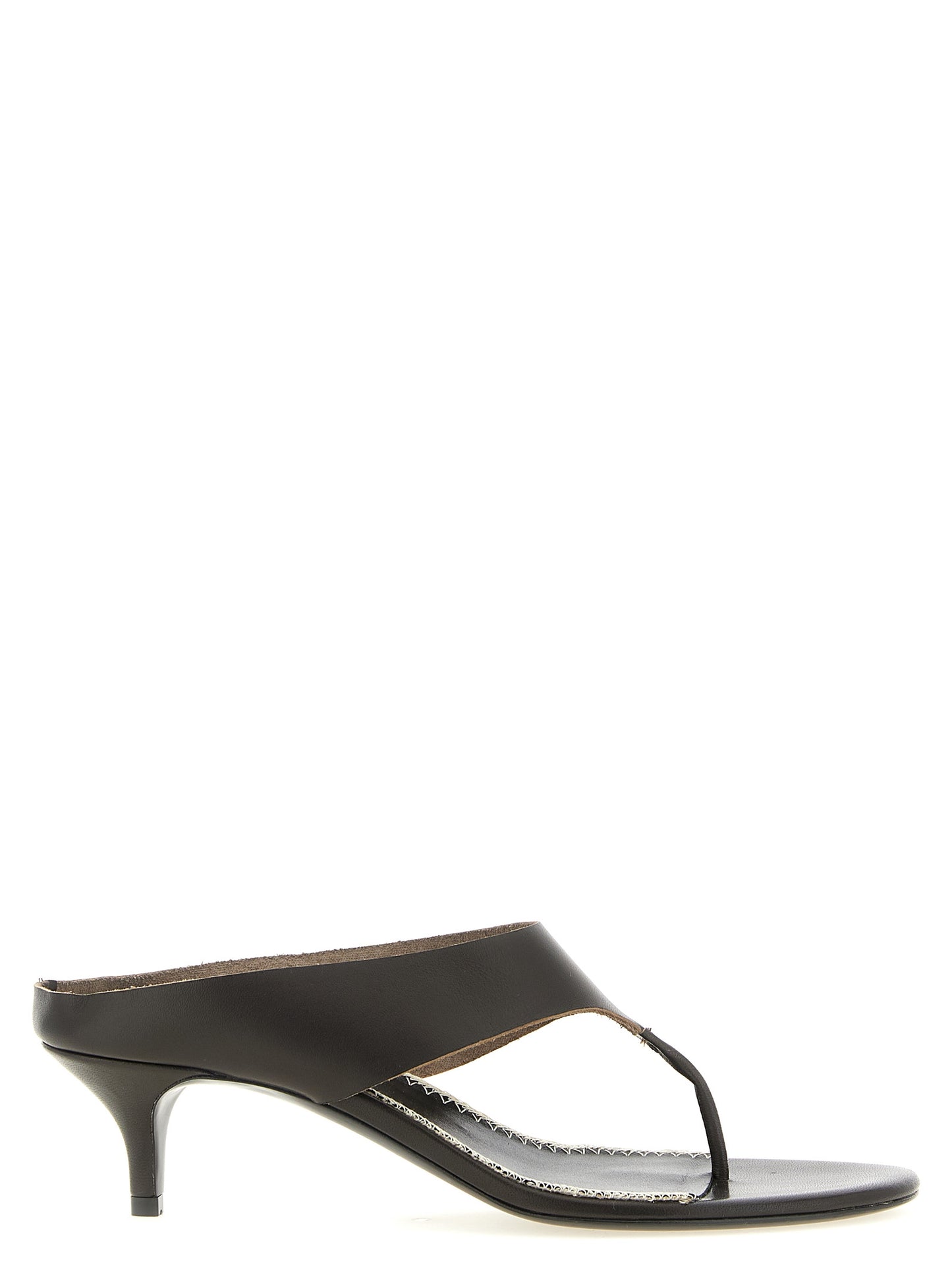 Brown Leather Stiletto Heel Sandals