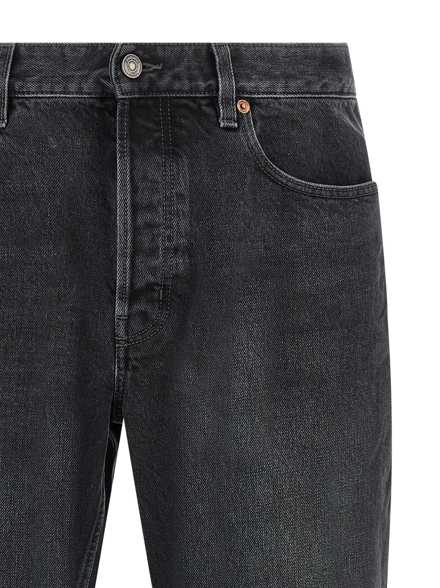 Black Cotton Straight-Leg Jeans