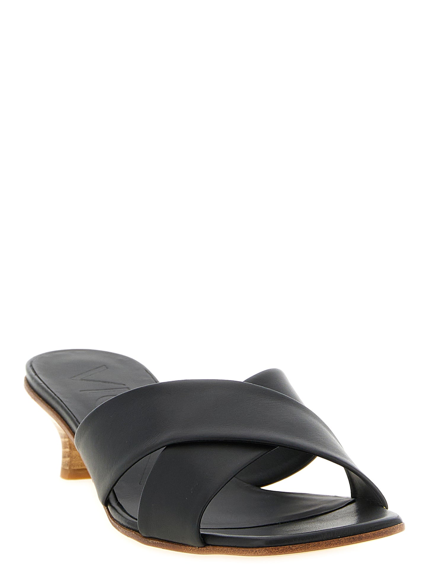 Black Calfskin Mid Heel Pumps