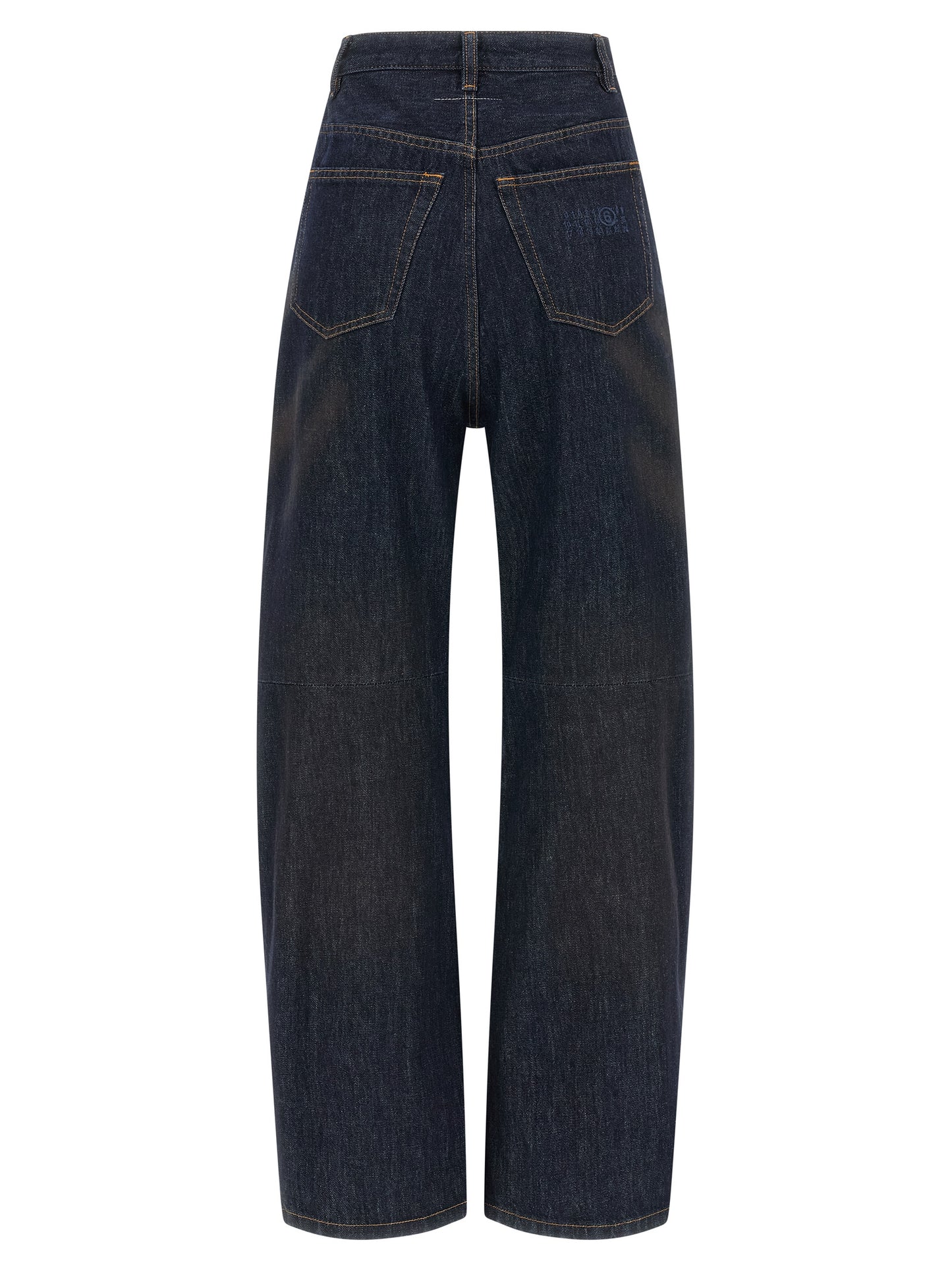 Blue Cotton High-Waisted Jean