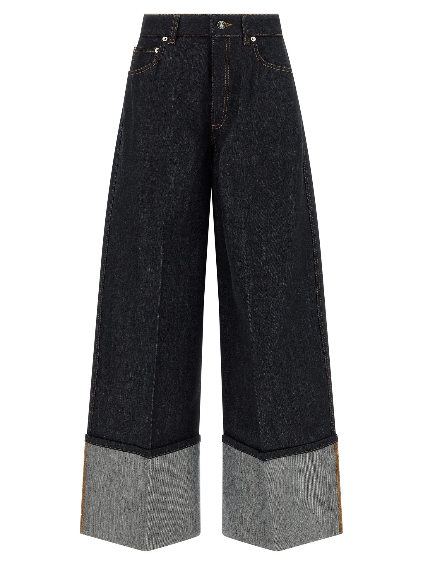 Blue Cotton Flared Jeans