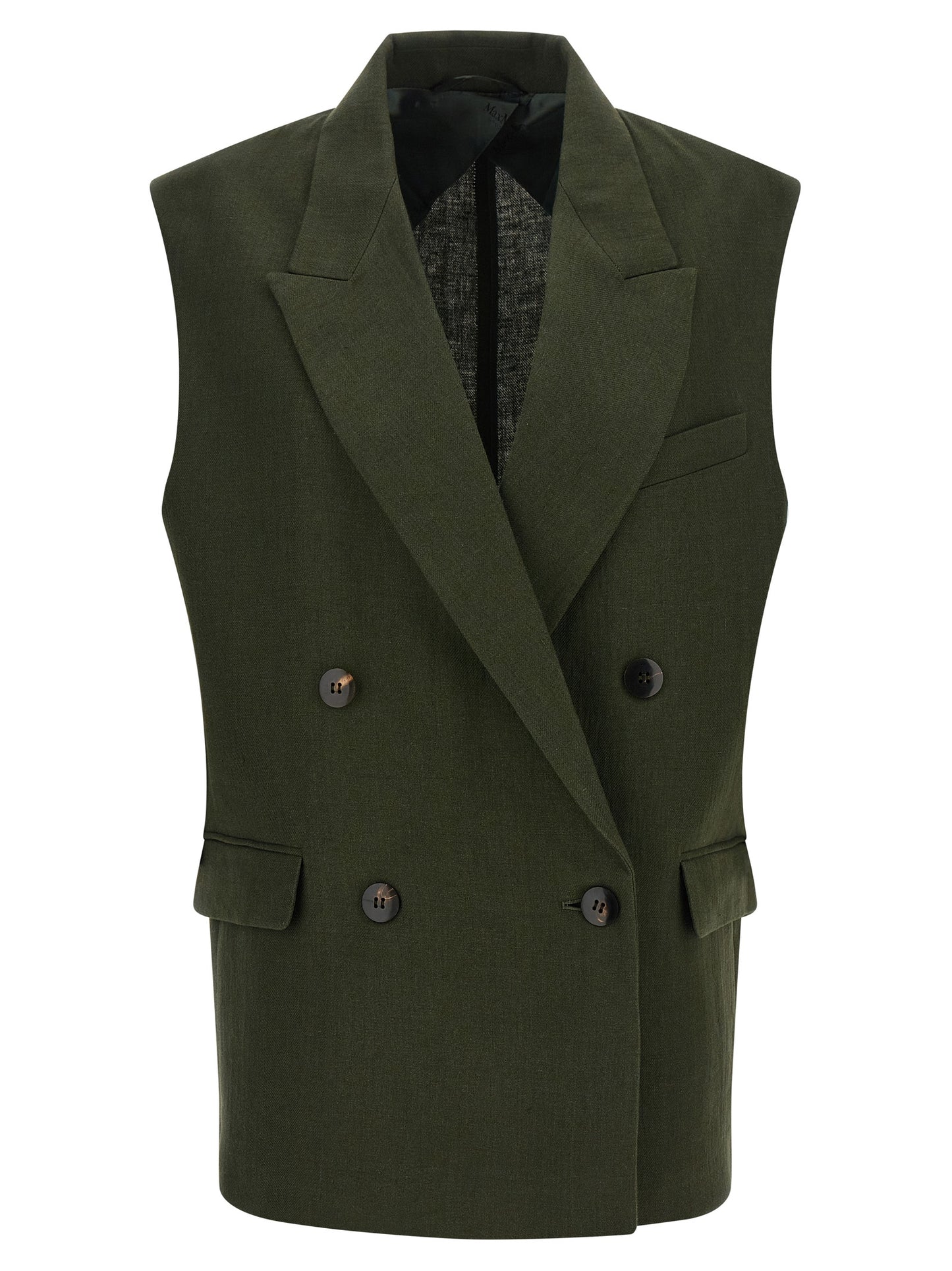 Bicolor Linen Sleeveless Jacket