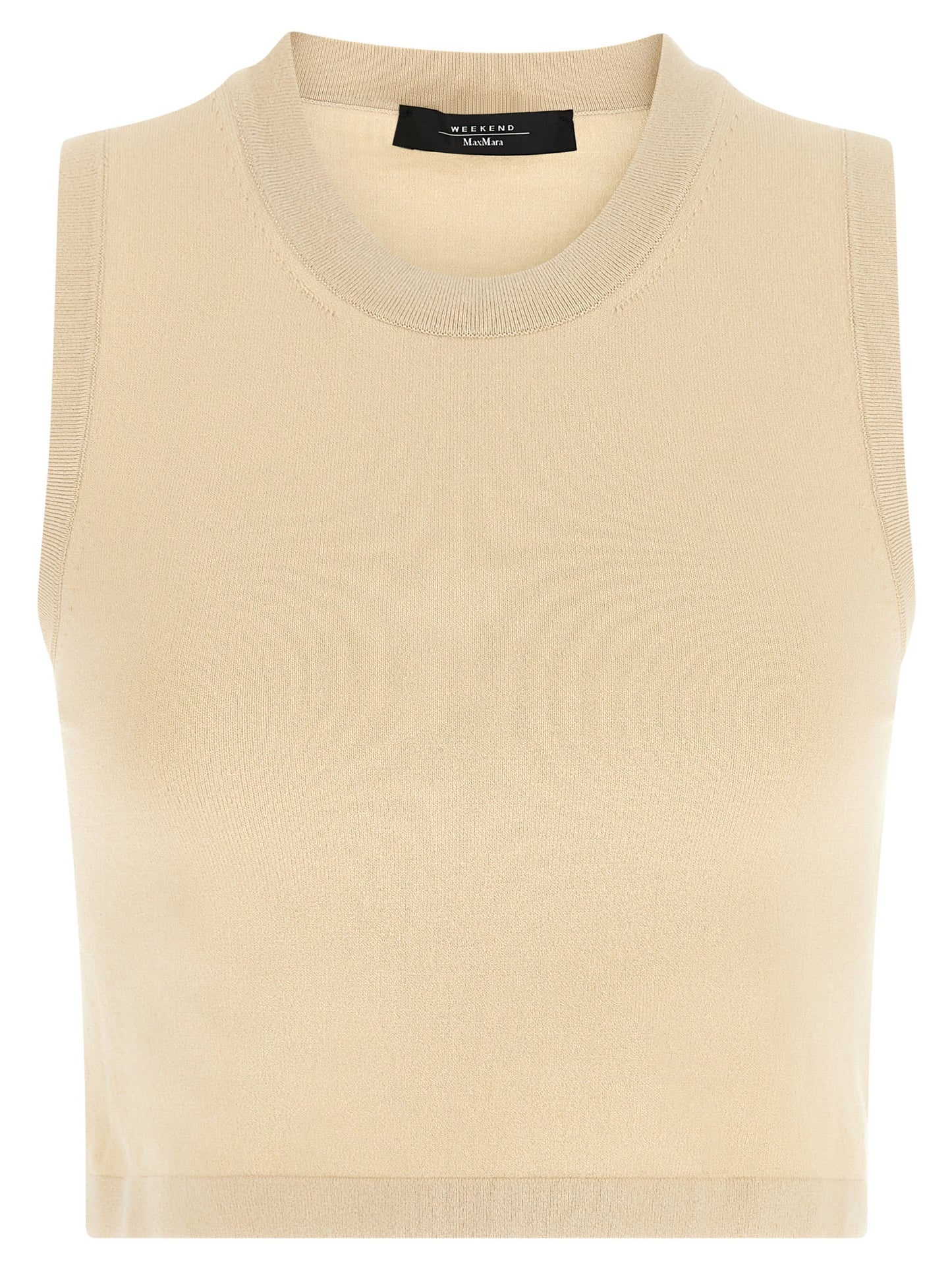 Beige Viscose Sleeveles T-Shirt