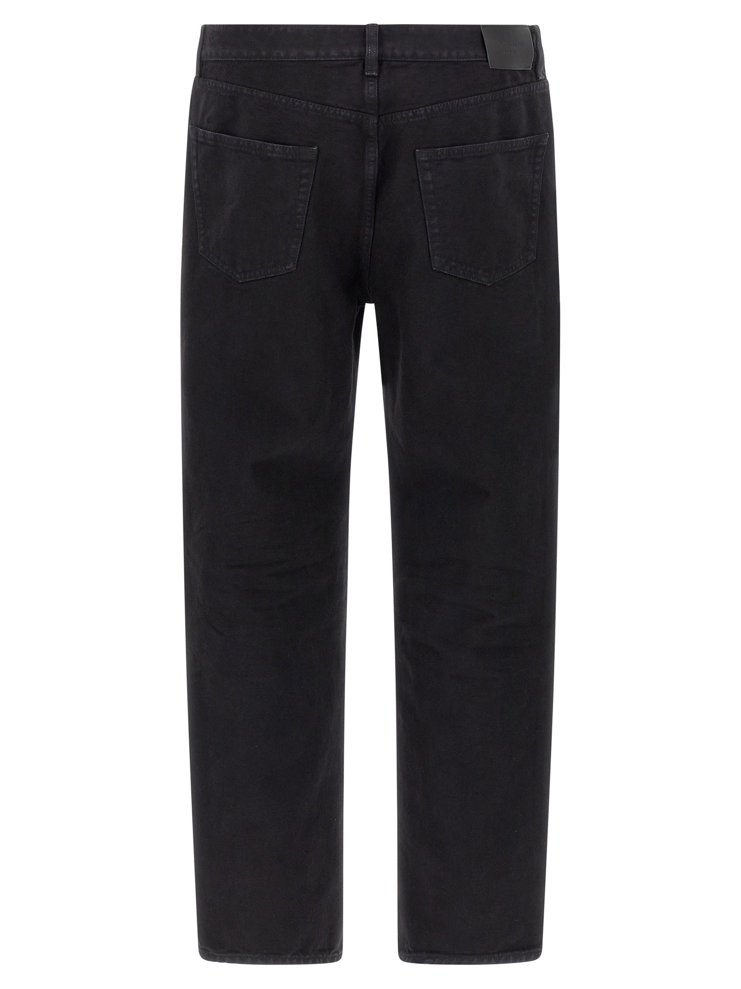 Black Cotton Straight-Leg Jeans