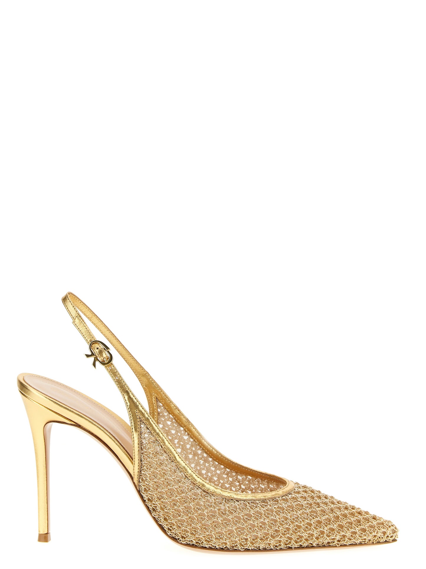 Gold Fabric High Heel Pumps
