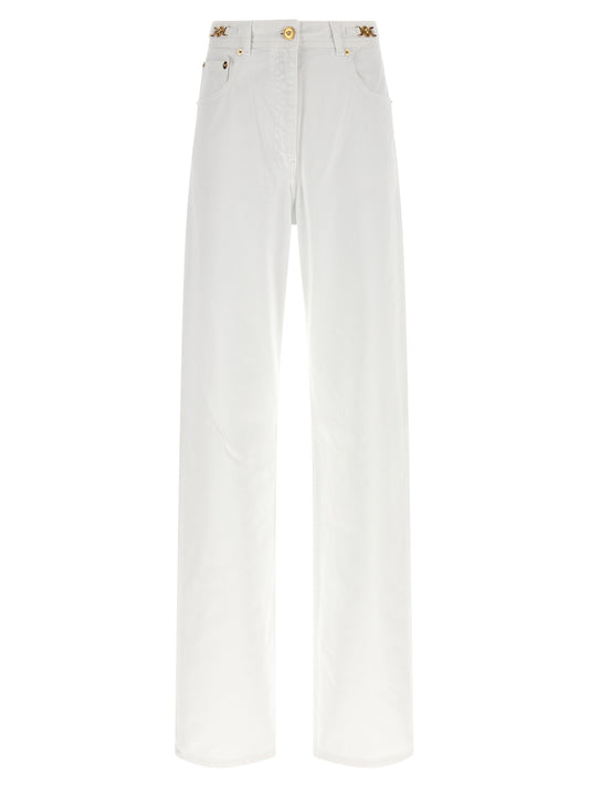 White Cotton Straight-Leg Jeans